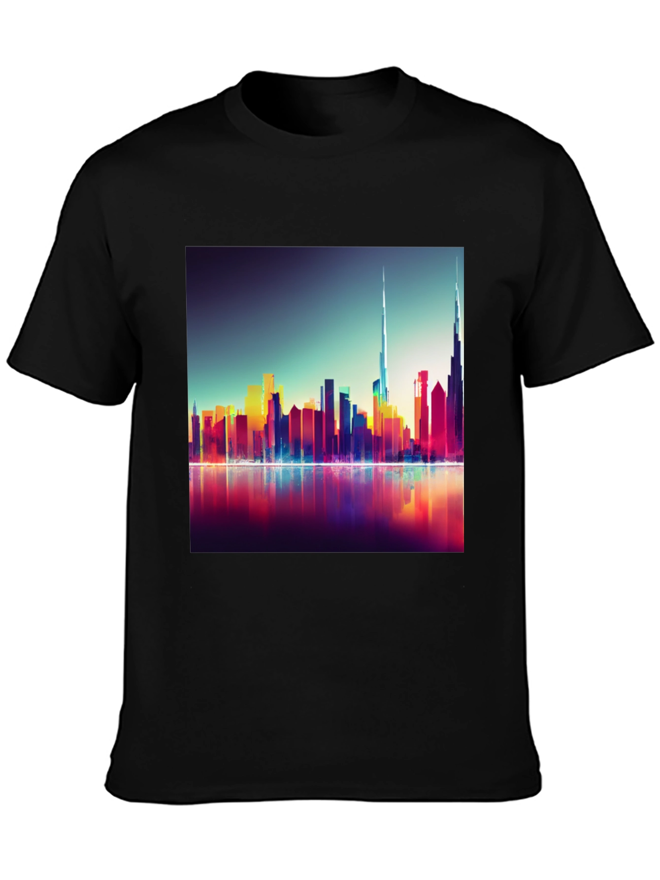 Dubai Skyline Mens Black Graphic Tee