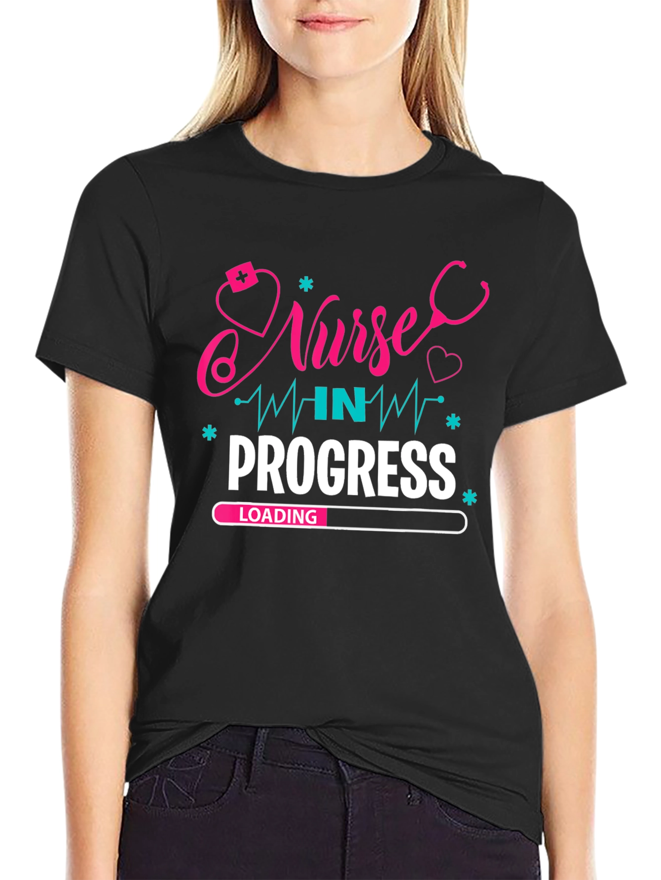 Nurse in Progress Graphic T-Shirt - Black