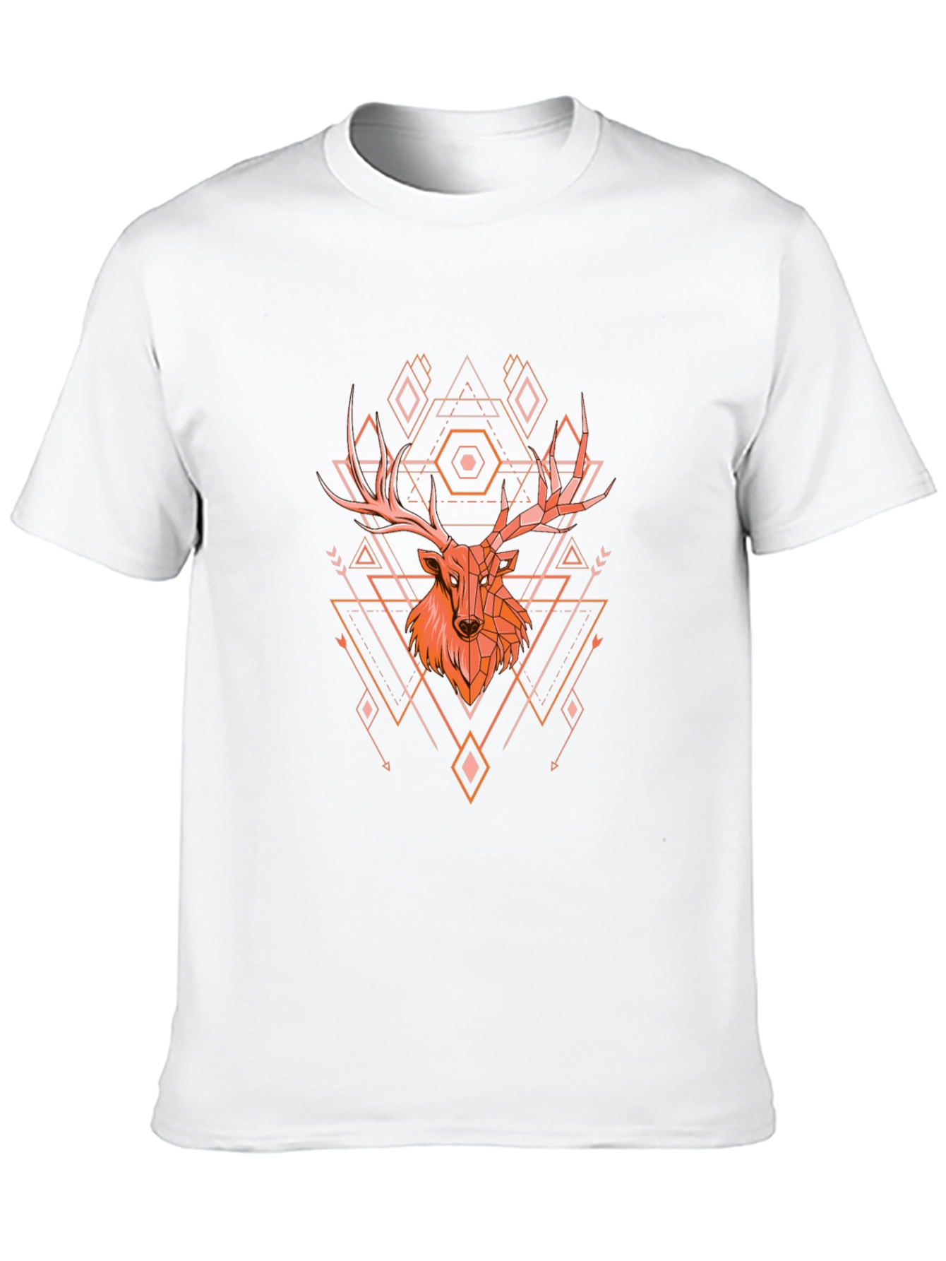 Geometric Deer Graphic Tee - Black