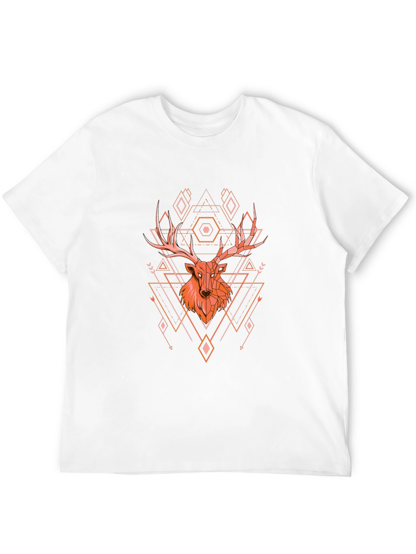 Geometric Deer Graphic Tee - Black