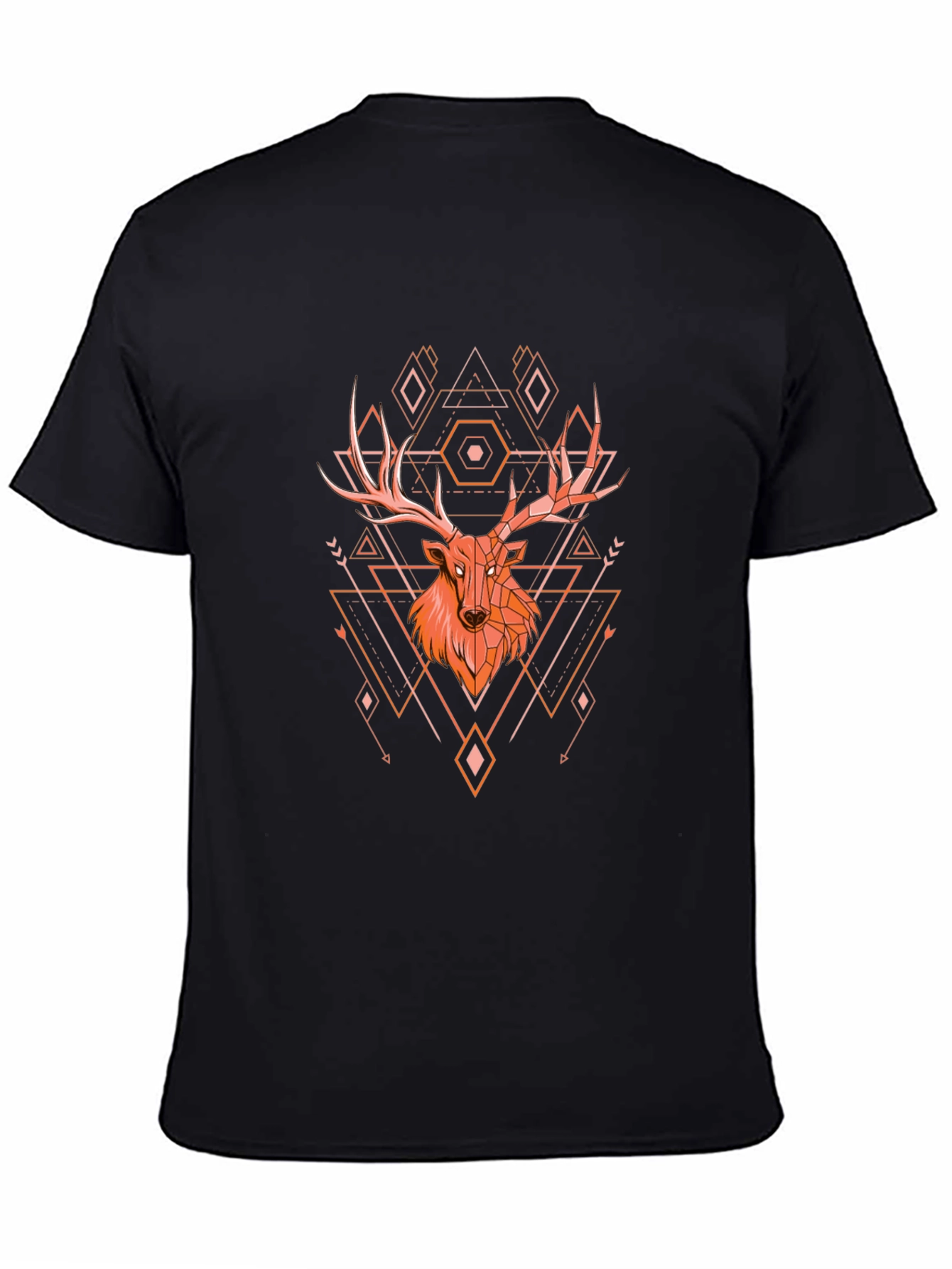 Geometric Deer Graphic Tee - Black