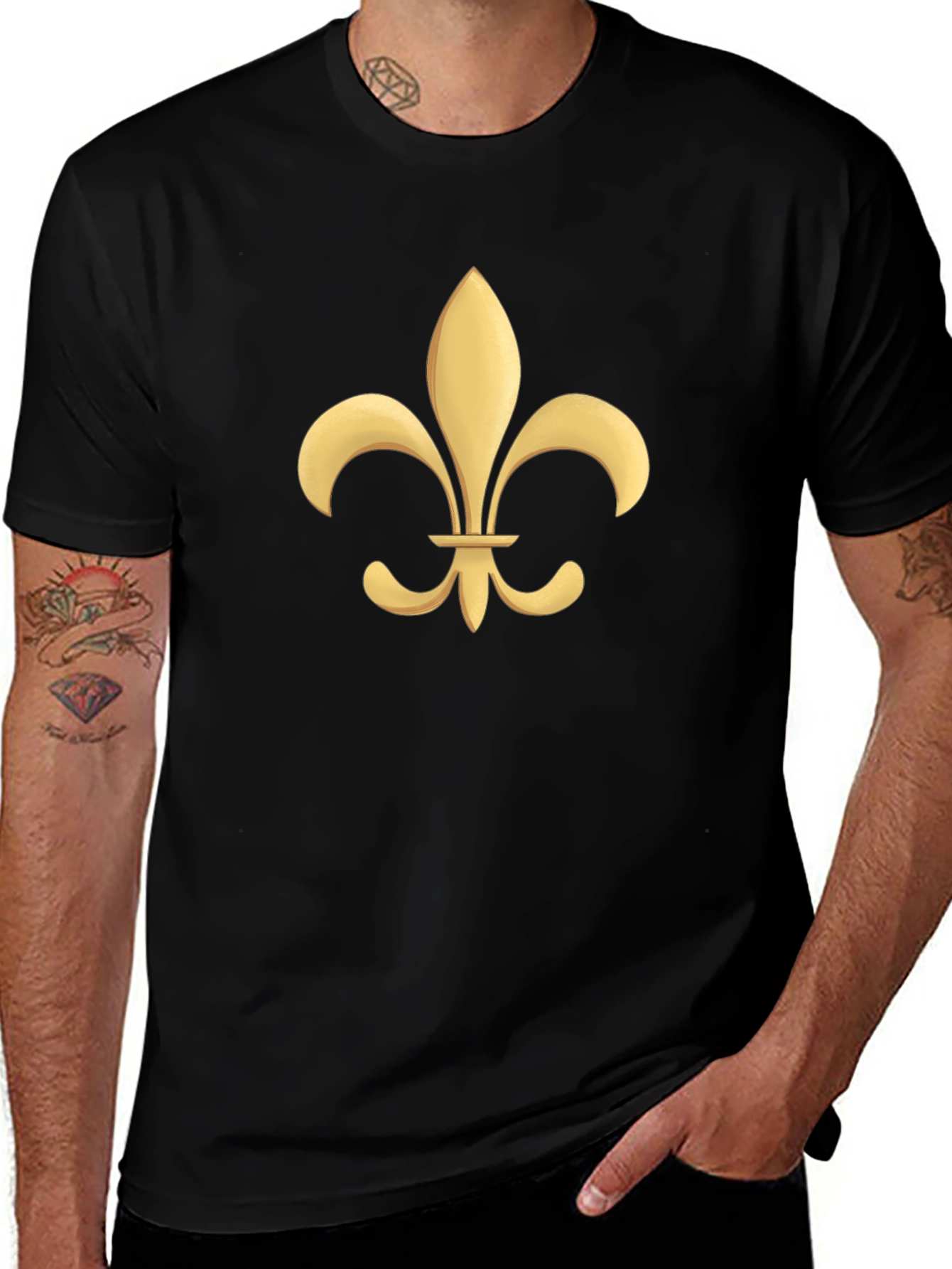 Fleur-de-Lis Graphic Tee - Black Cotton T-Shirt
