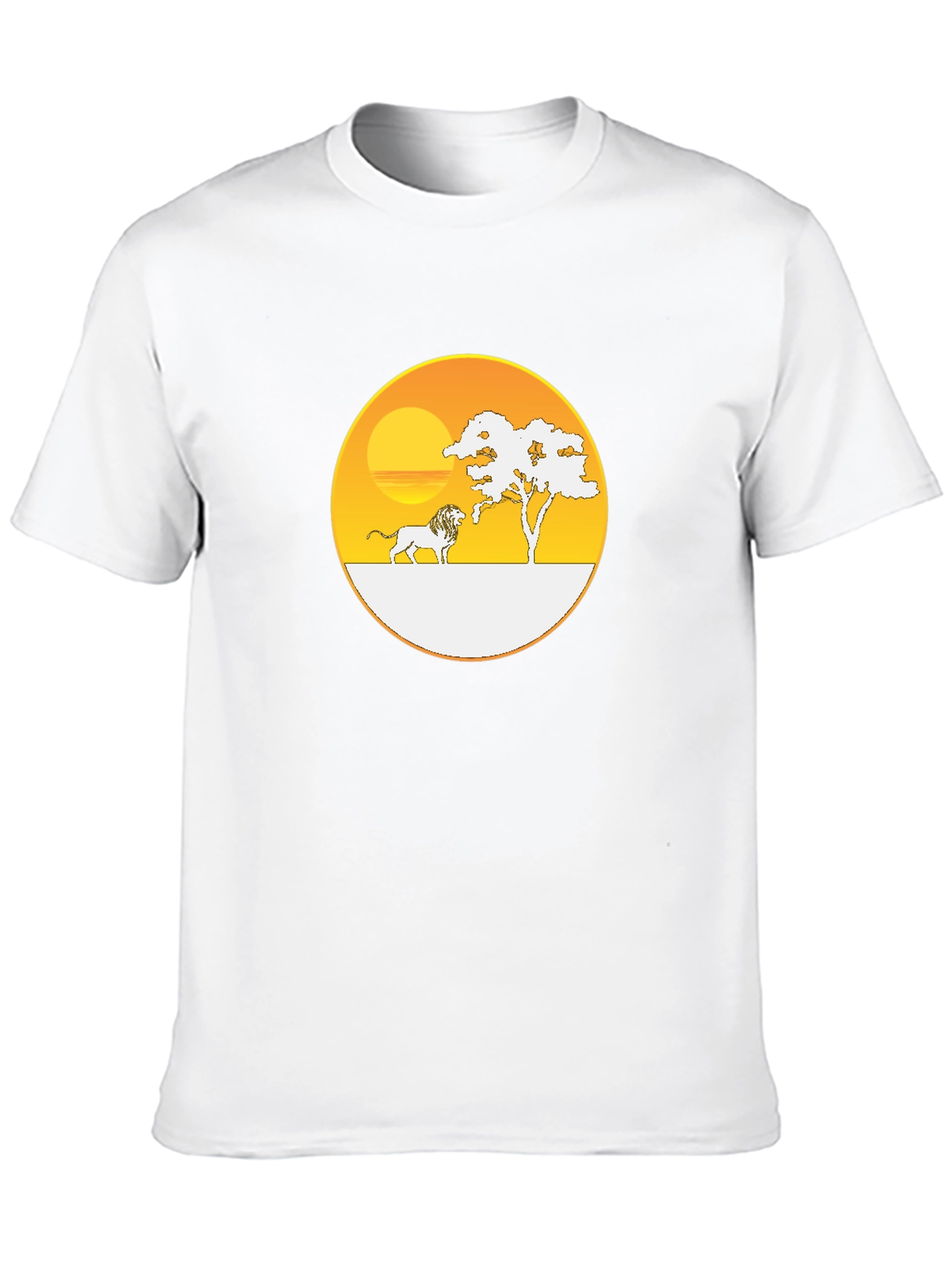 Savanna Sunset Lion Graphic Tee - Black Cotton T-Shirt