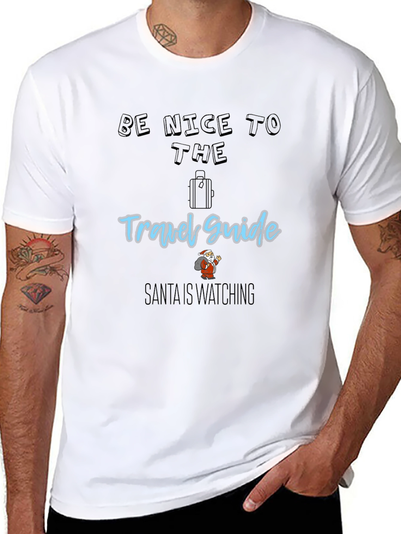 Be Nice to the Travel Guide Santa T-Shirt
