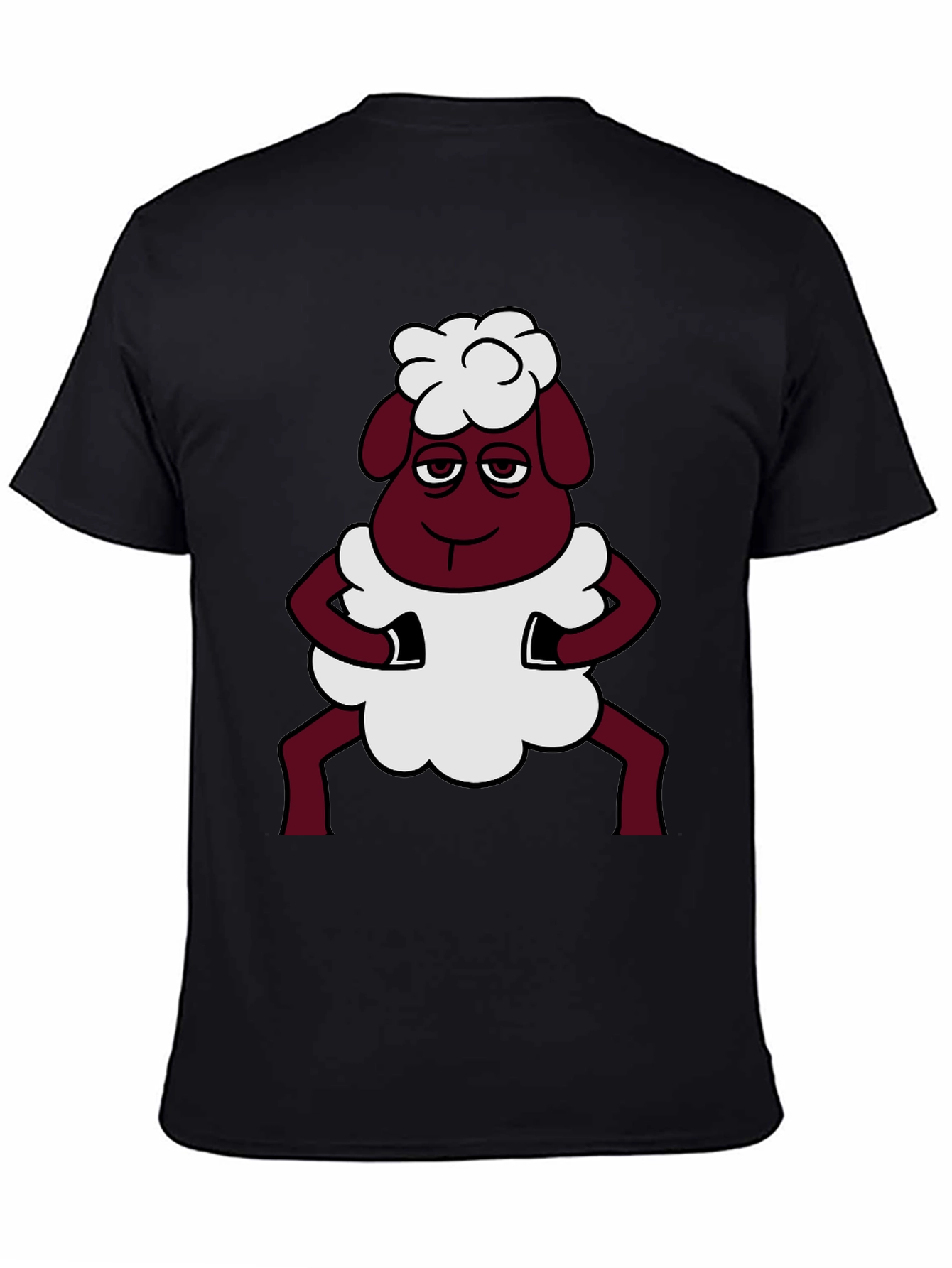 Funny Sheep Cartoon Graphic Black T-Shirt
