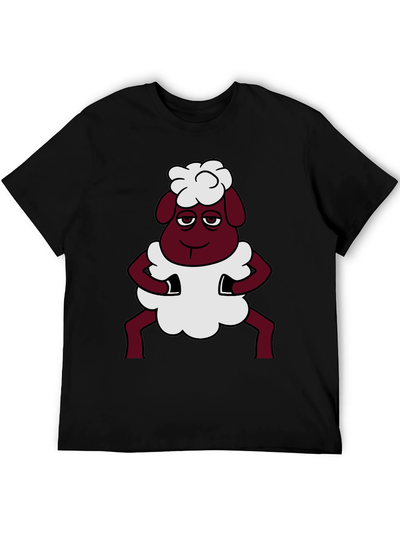 Funny Sheep Cartoon Graphic Black T-Shirt