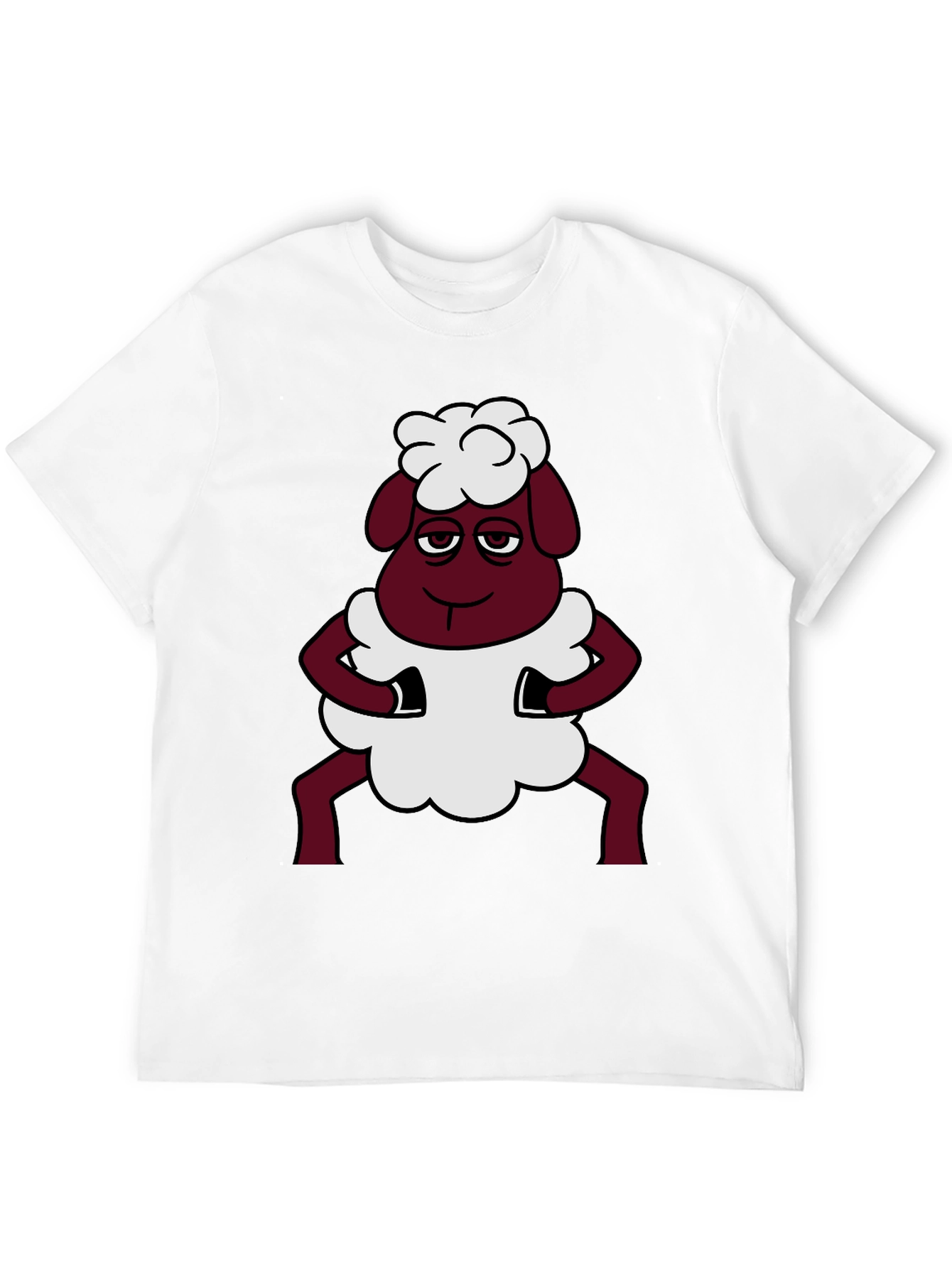 Funny Sheep Cartoon Graphic Black T-Shirt
