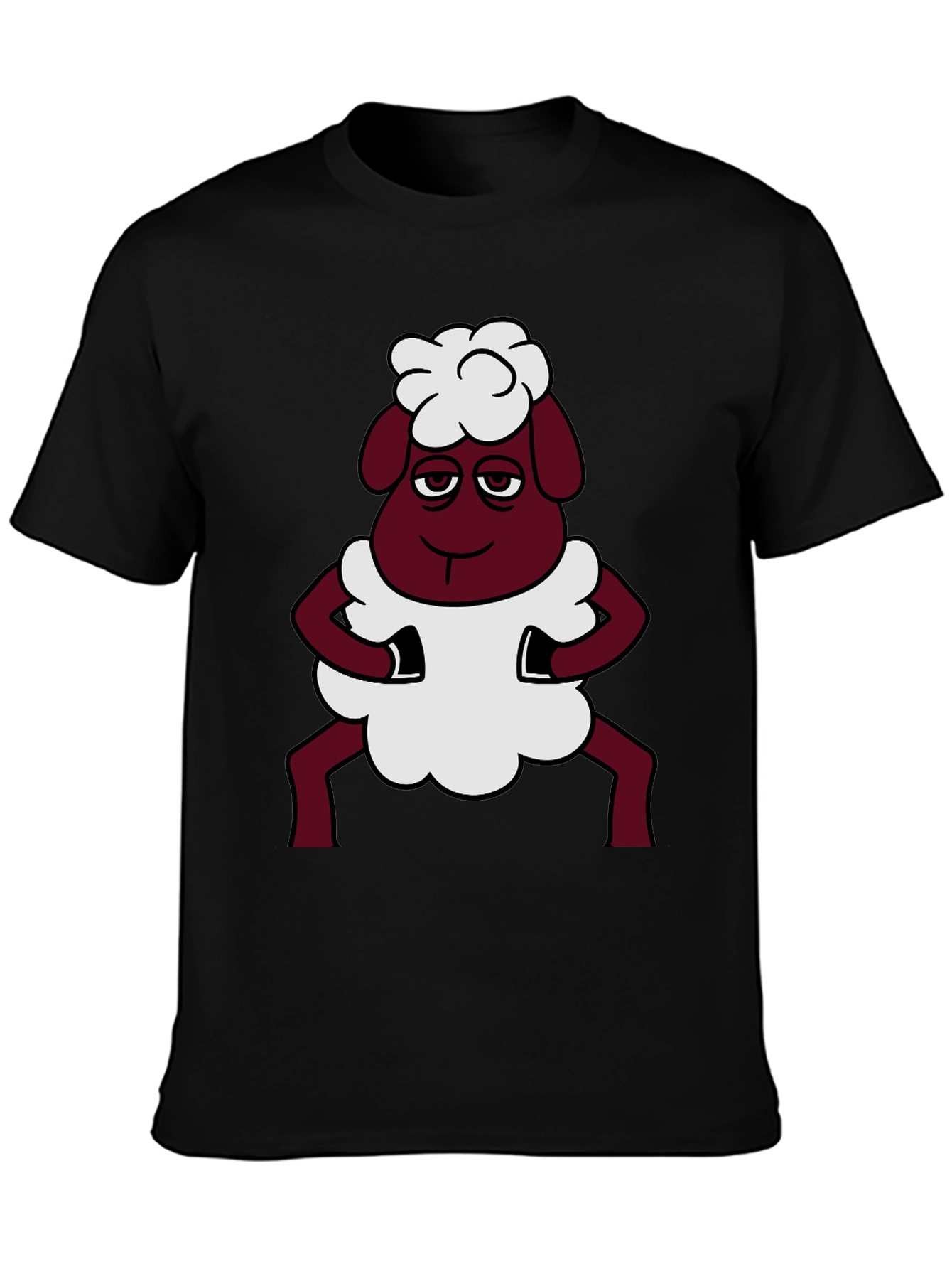 Funny Sheep Cartoon Graphic Black T-Shirt