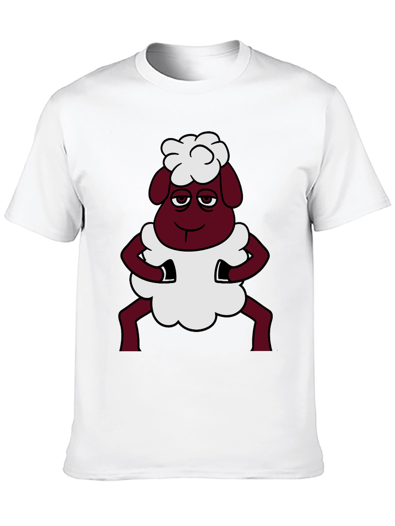 Funny Sheep Cartoon Graphic Black T-Shirt
