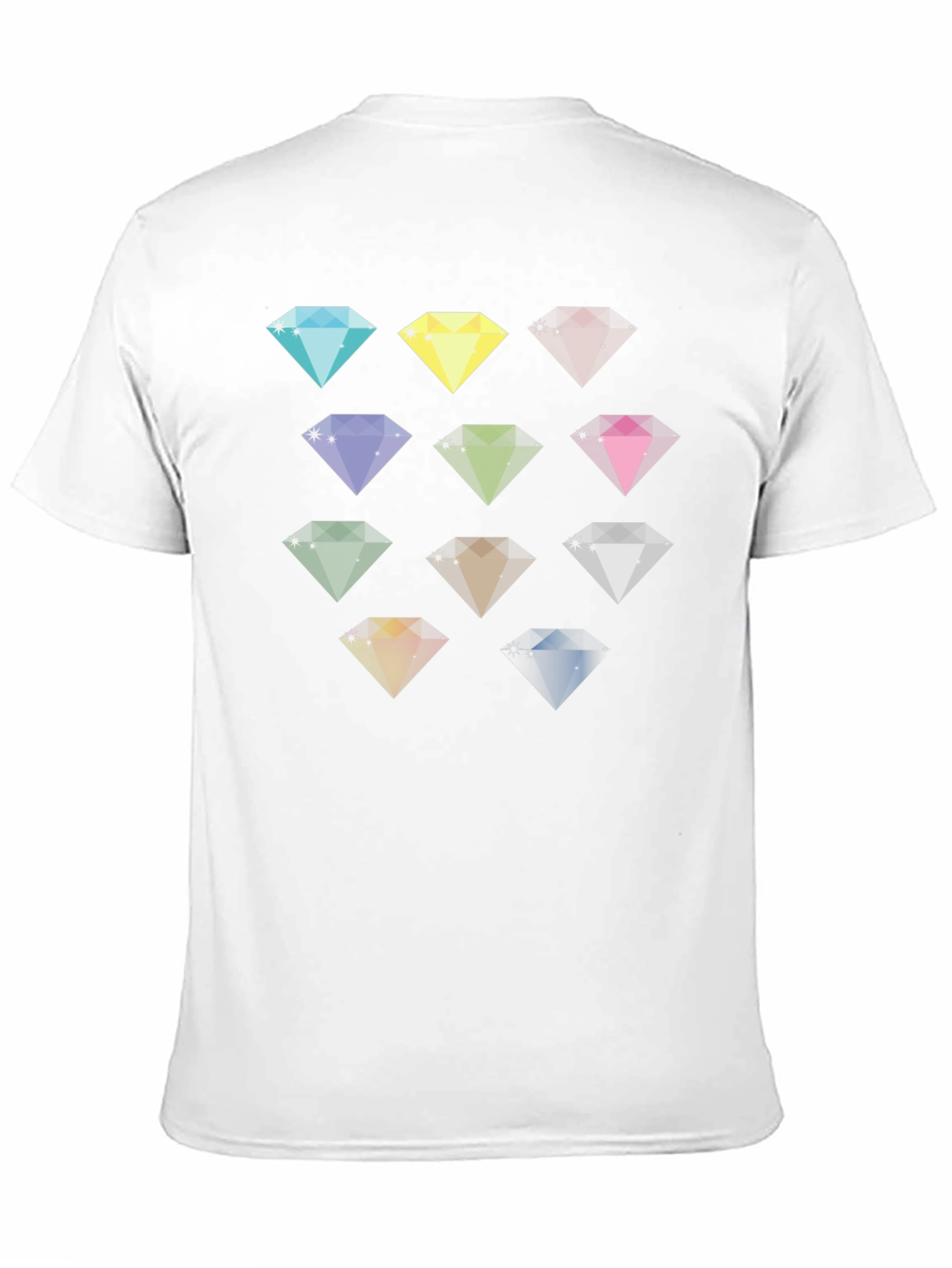 Diamond Gemstone Pattern Black T-Shirt