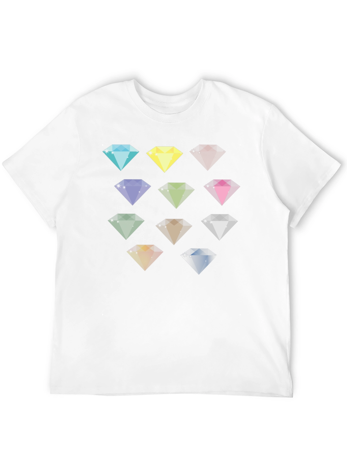 Diamond Gemstone Pattern Black T-Shirt