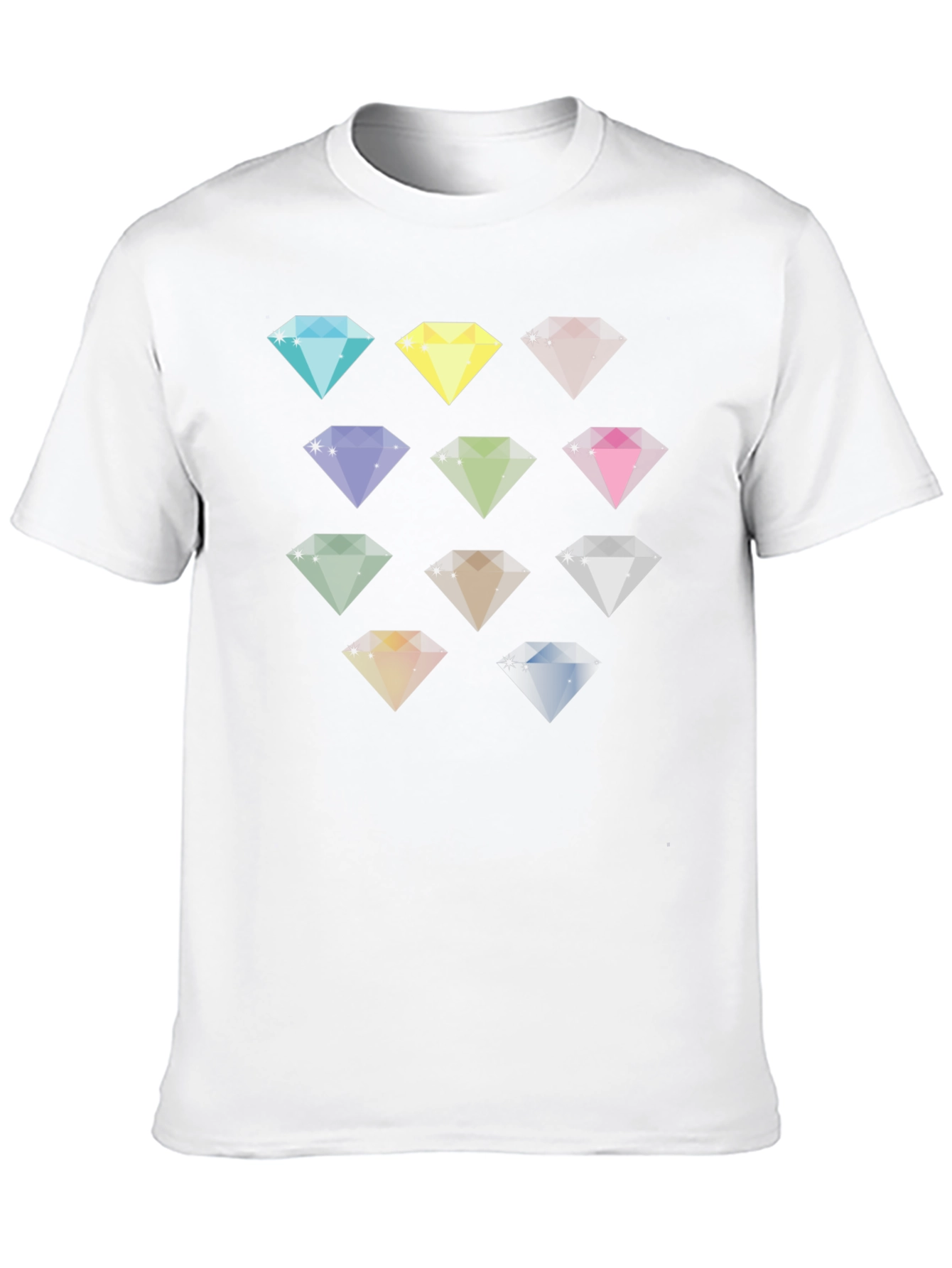 Diamond Gemstone Pattern Black T-Shirt