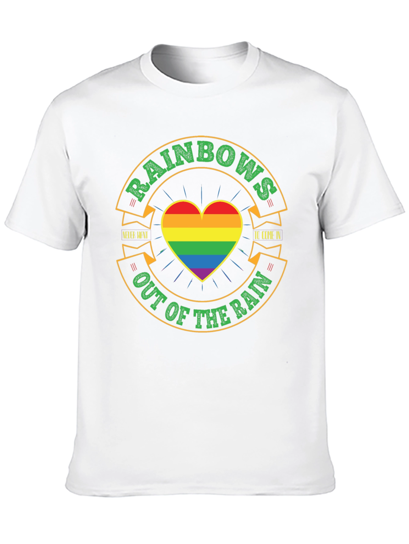 Rainbow Pride T-Shirt: Out of the Rain Heart Tee