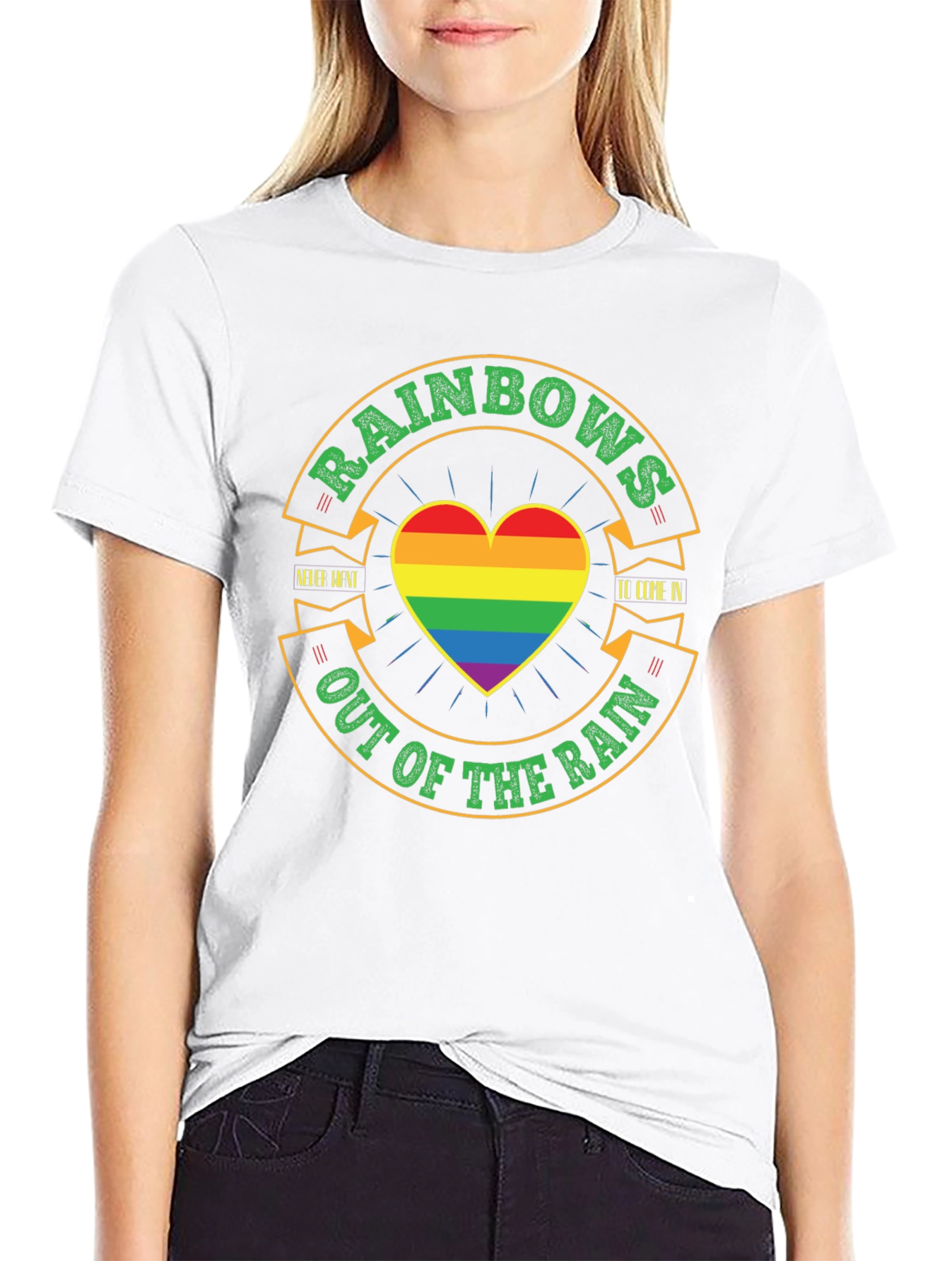 Rainbow Pride T-Shirt: Out of the Rain Heart Tee