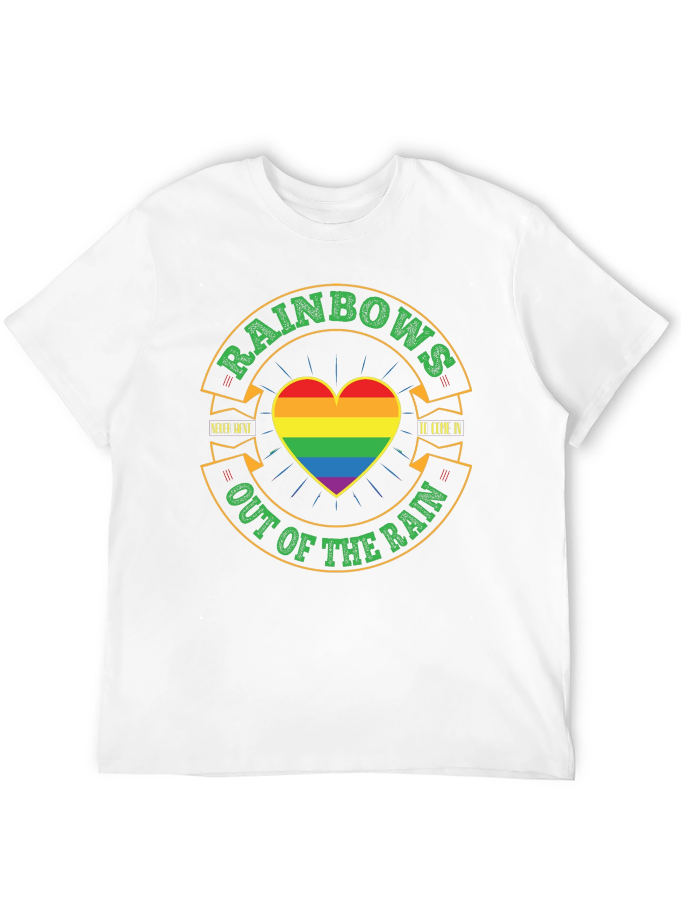 Rainbow Pride T-Shirt: Out of the Rain Heart Tee