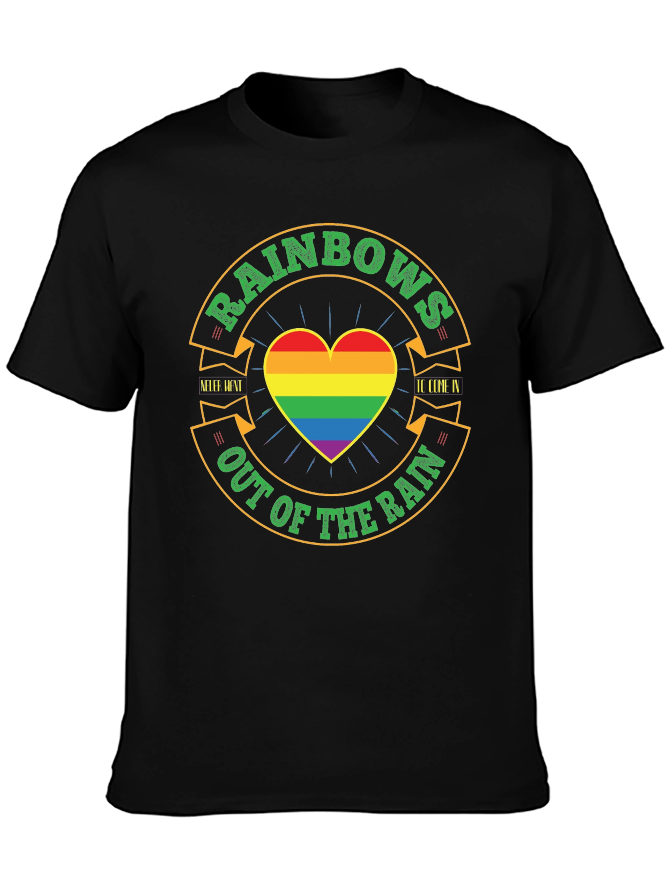 Rainbow Pride T-Shirt: Out of the Rain Heart Tee