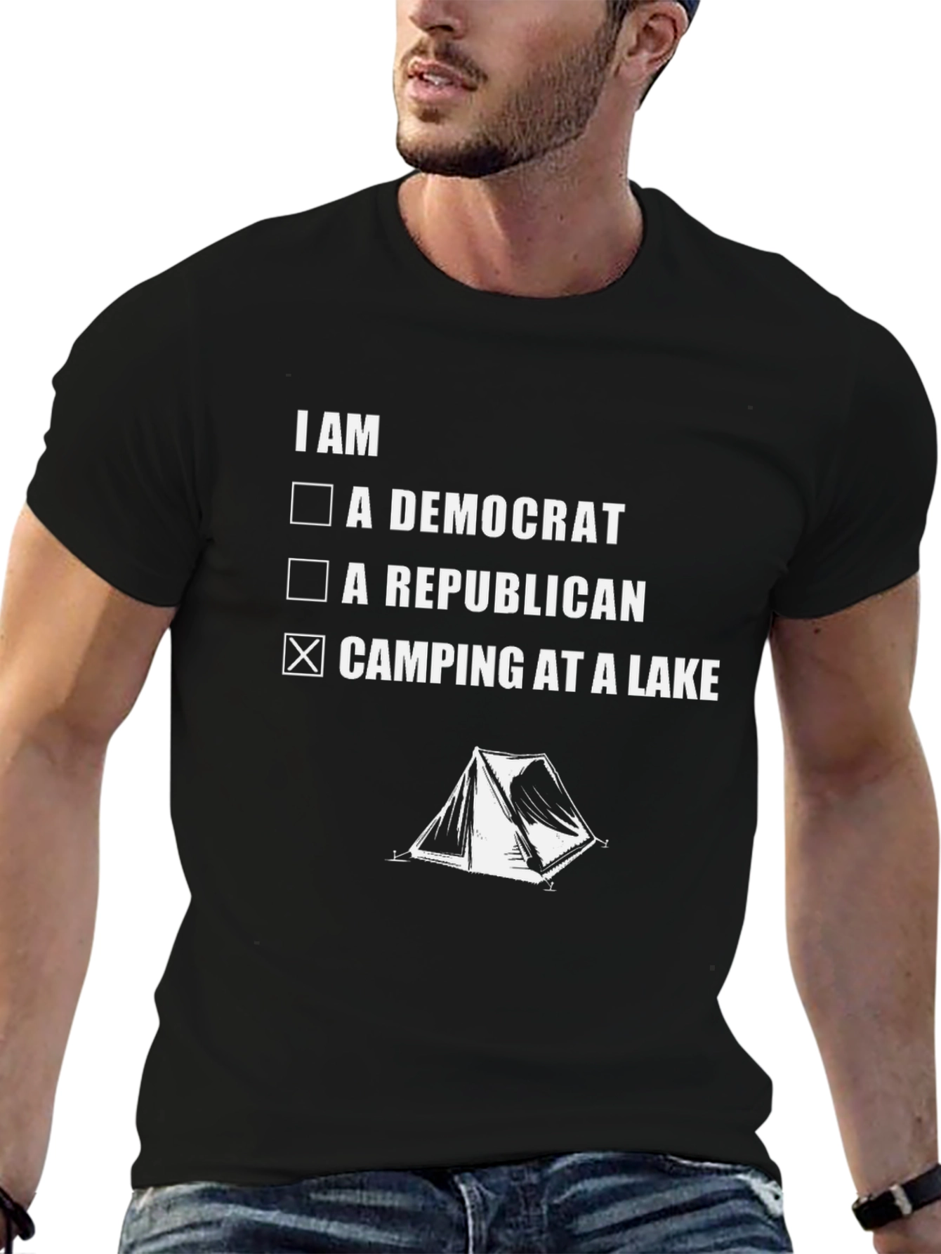 Camping at a Lake Graphic Tee
