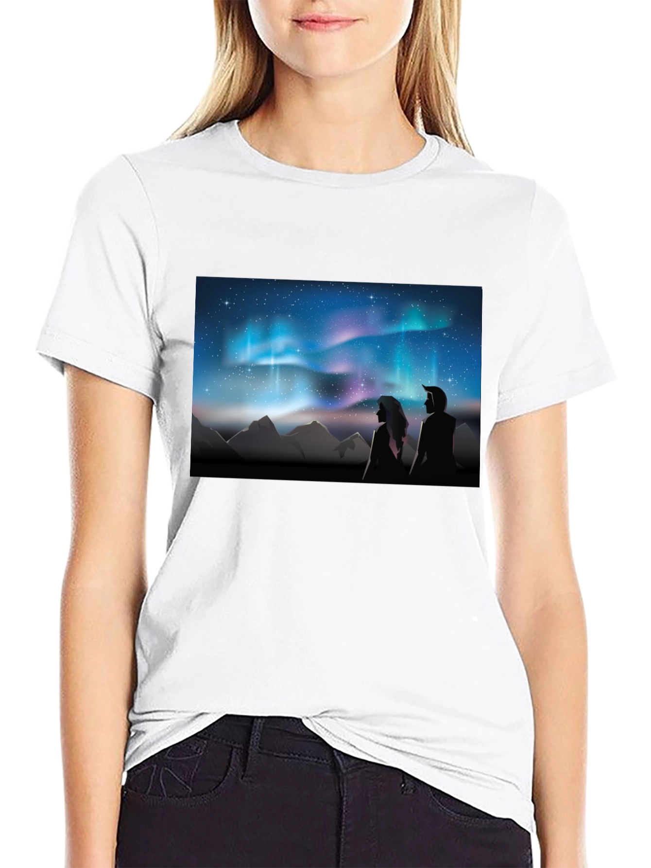 Aurora Borealis Couple T-Shirt