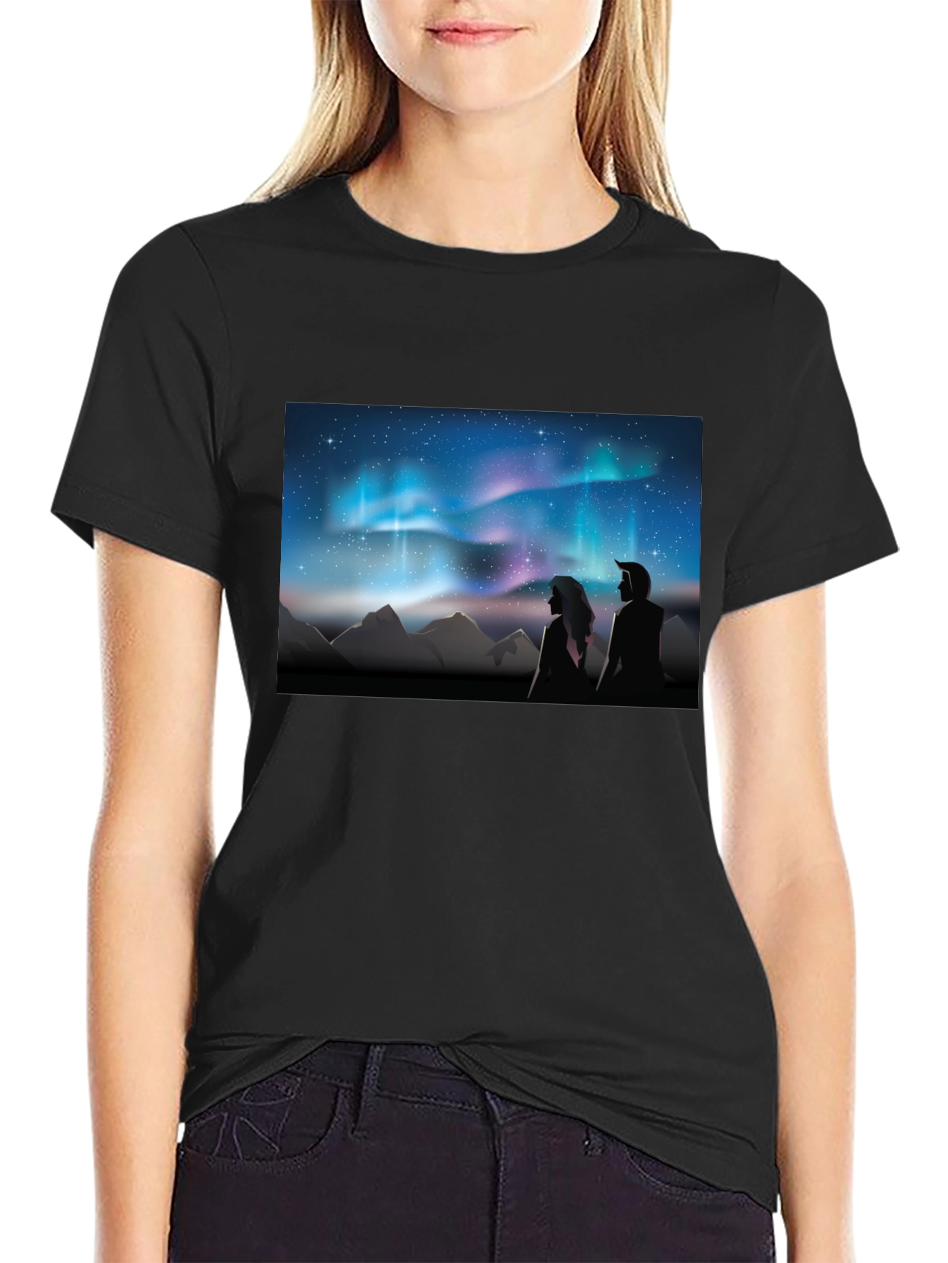Aurora Borealis Couple T-Shirt