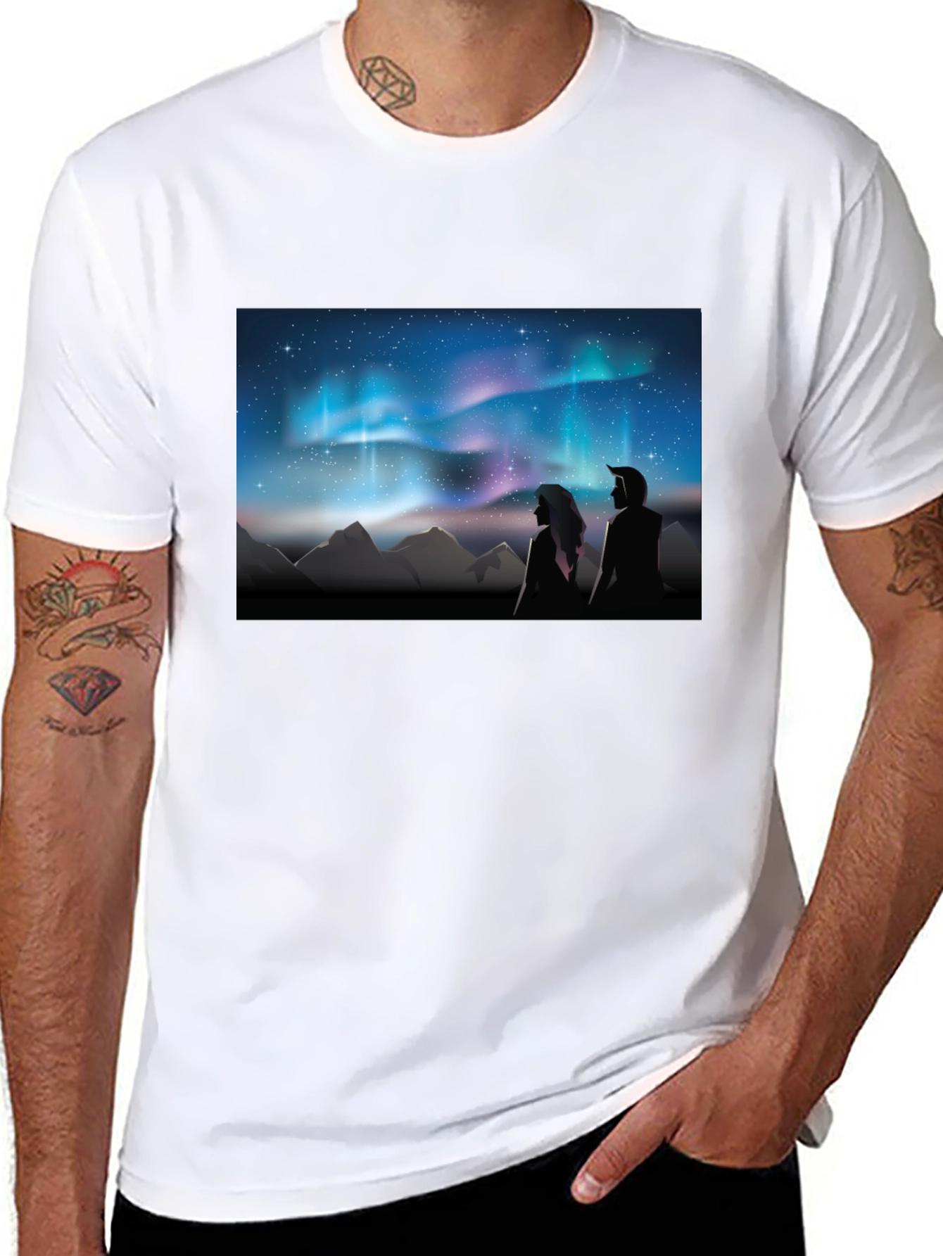 Aurora Borealis Couple T-Shirt