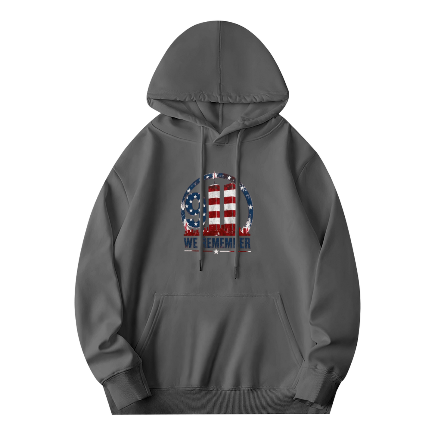 9/11 We Remember Circular USA Flag Twin Towers Patriotic Hoodie