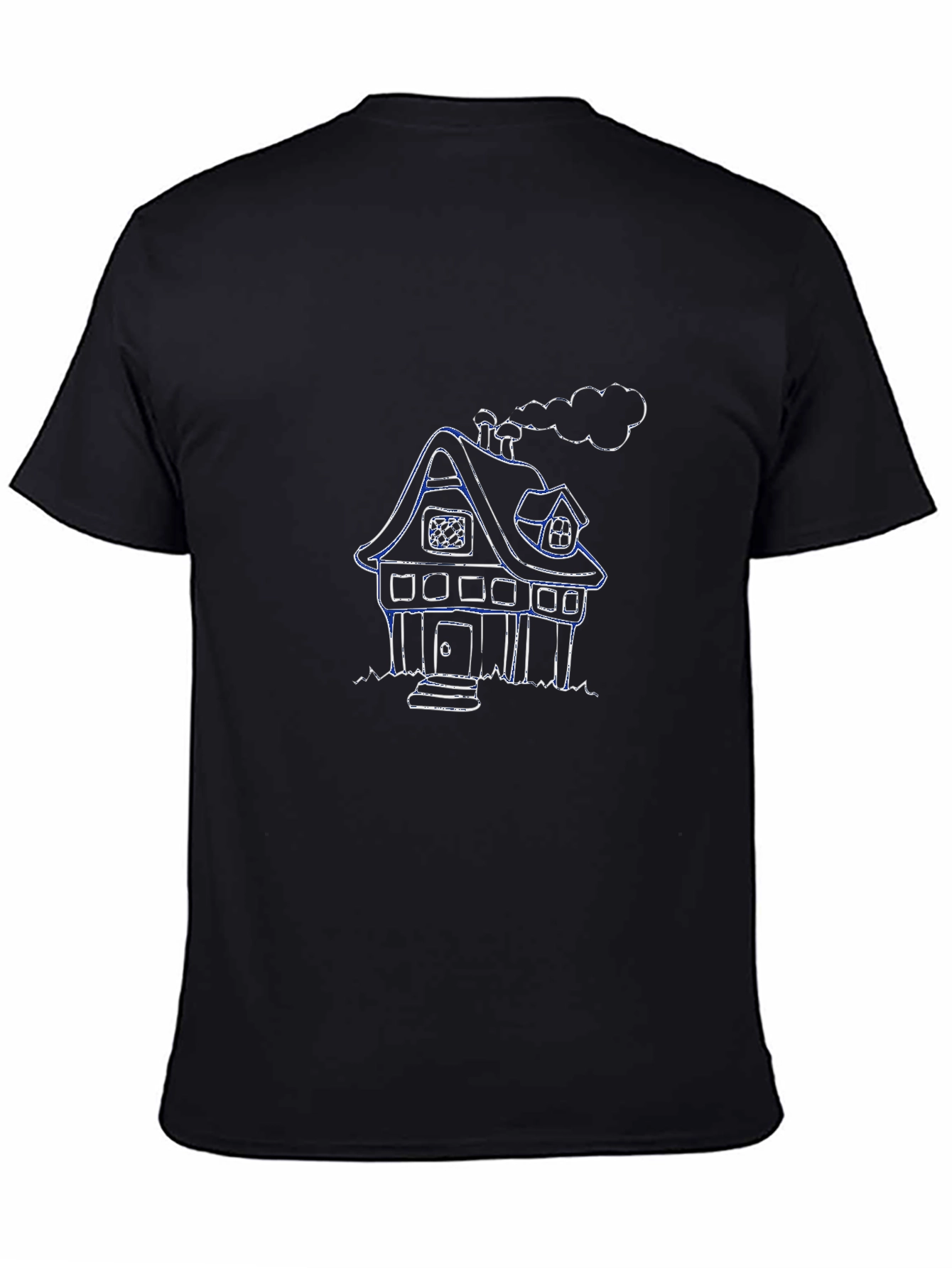 Cartoon House Graphic Black T-Shirt