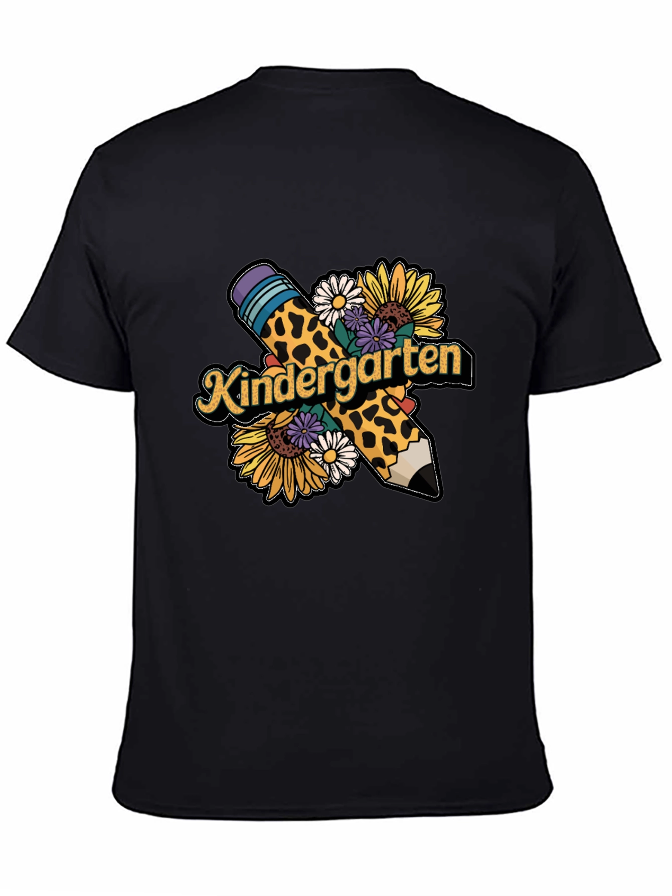 Kindergarten Teacher Leopard Pencil T-Shirt