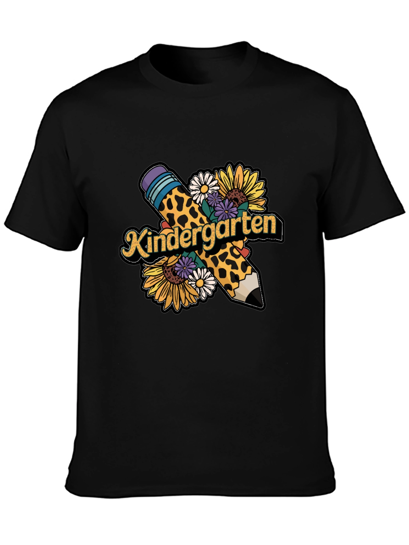 Kindergarten Teacher Leopard Pencil T-Shirt