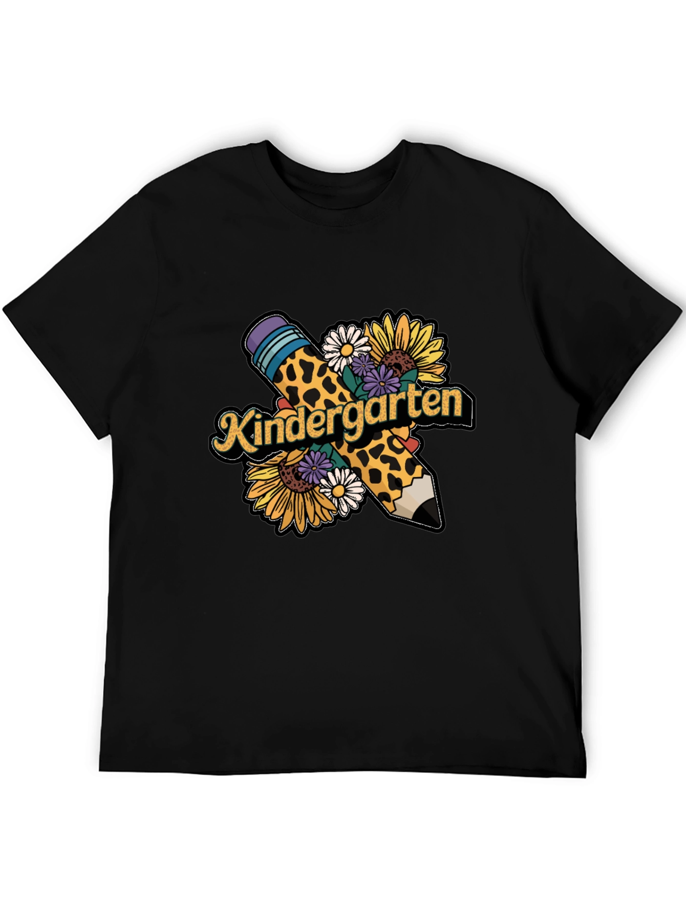 Kindergarten Teacher Leopard Pencil T-Shirt