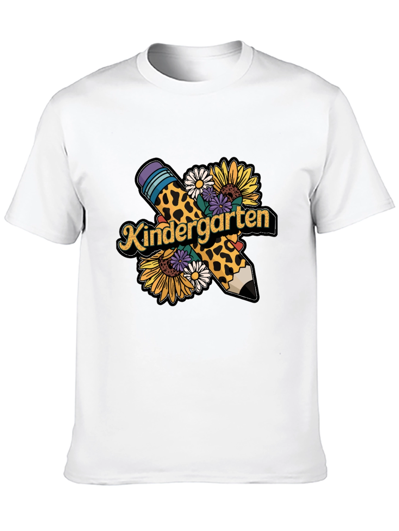 Kindergarten Teacher Leopard Pencil T-Shirt
