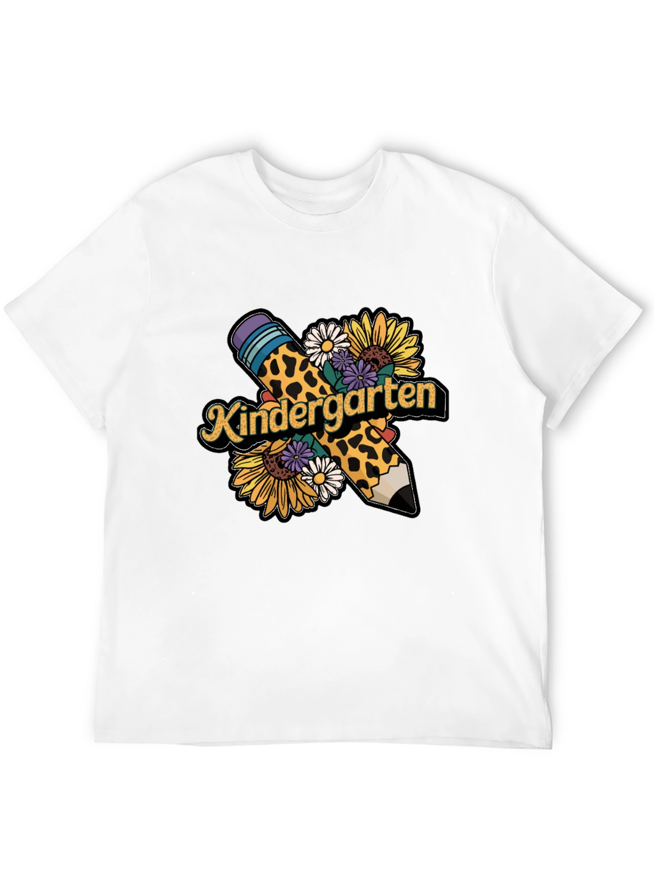 Kindergarten Teacher Leopard Pencil T-Shirt
