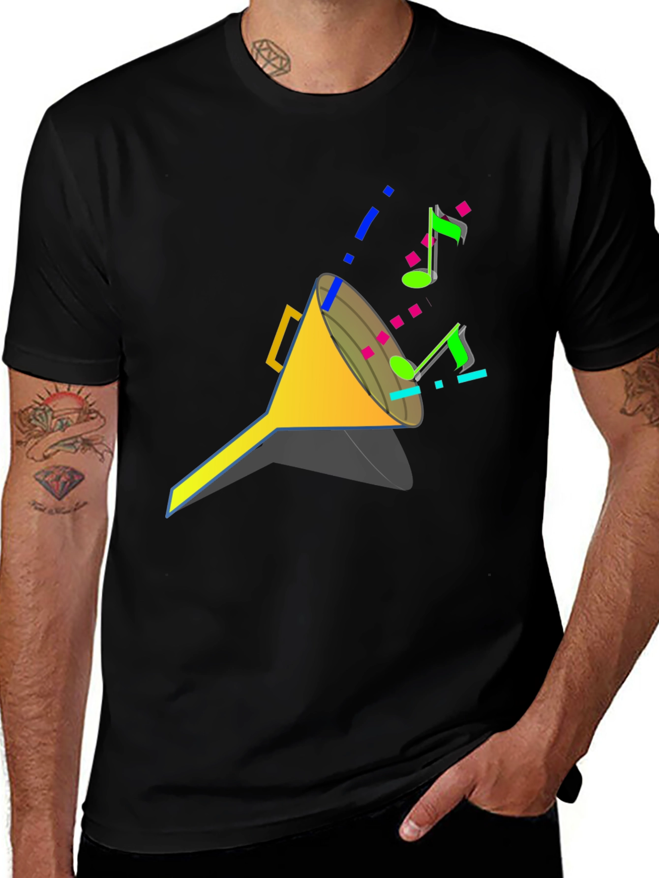 Funnel of Music Black T-Shirt - Cool Design