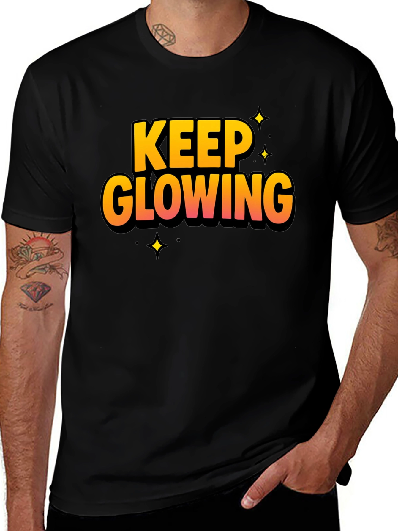 Keep Glowing Black Graphic T-Shirt