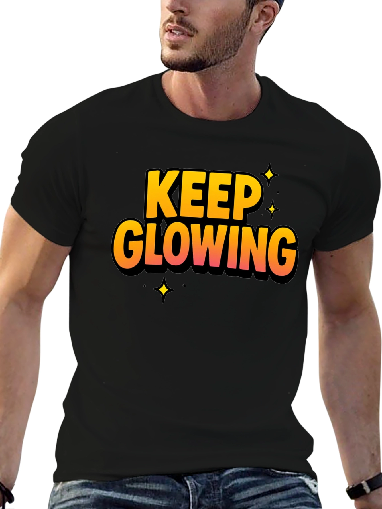 Keep Glowing Black Graphic T-Shirt