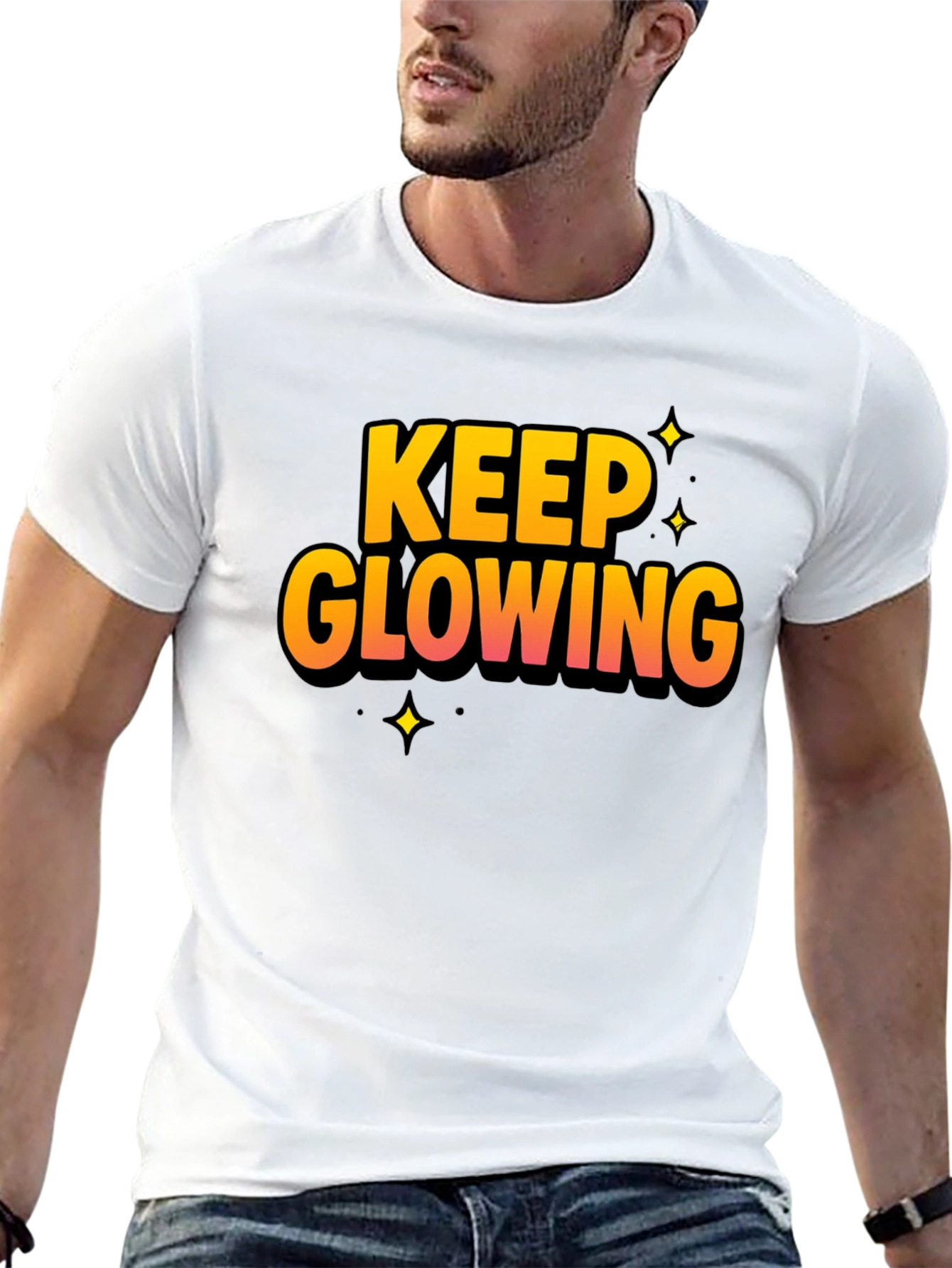 Keep Glowing Black Graphic T-Shirt