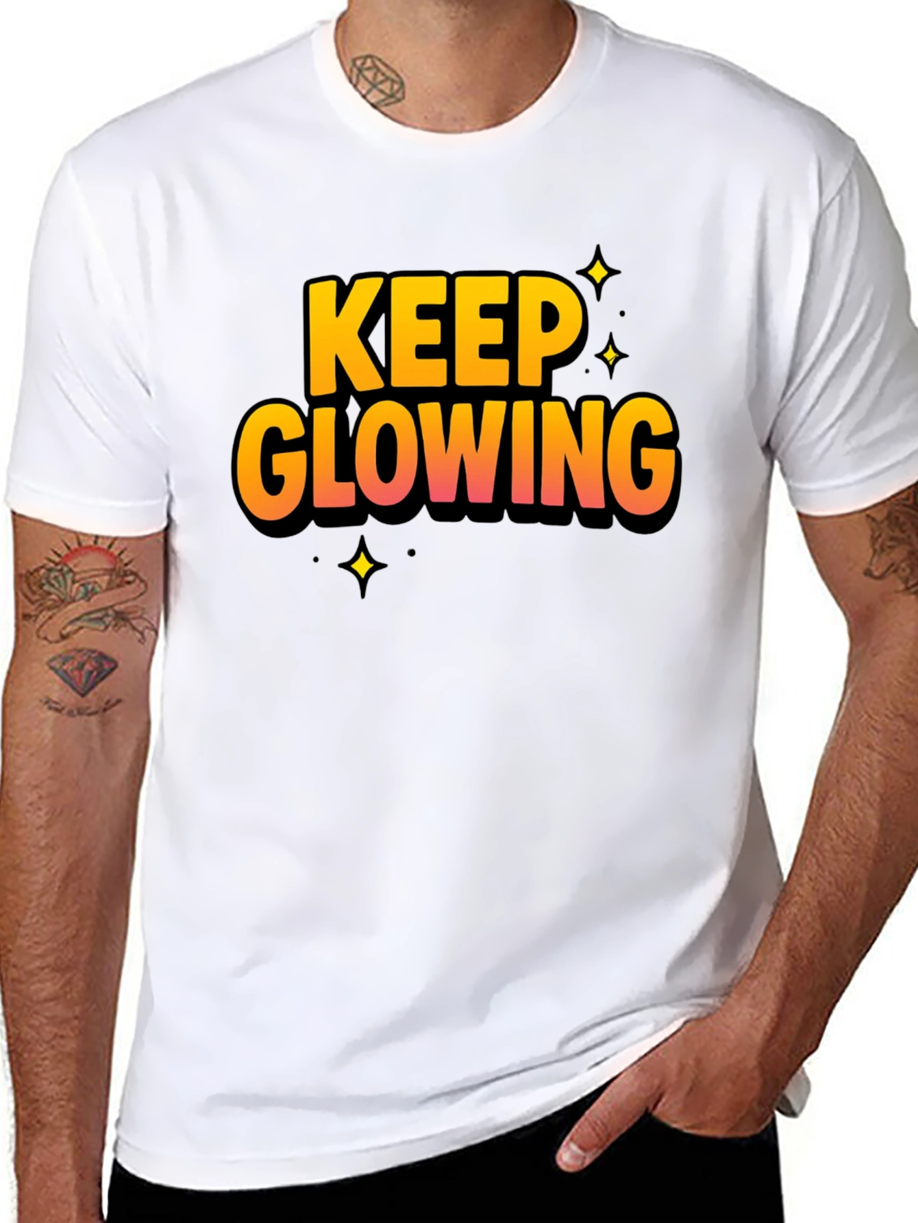 Keep Glowing Black Graphic T-Shirt