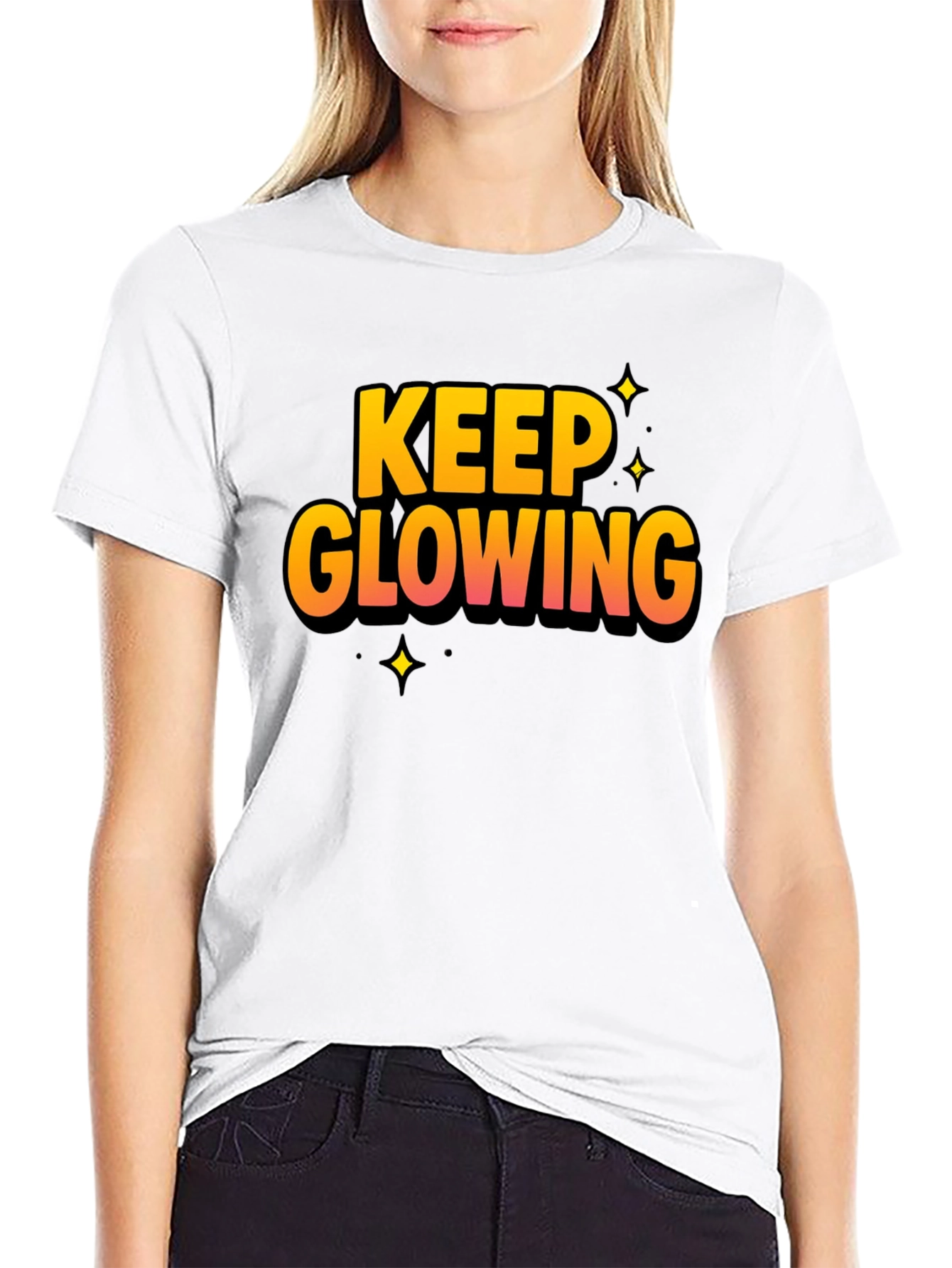 Keep Glowing Black Graphic T-Shirt