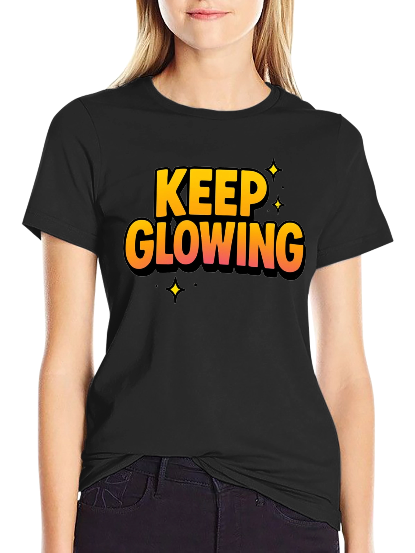 Keep Glowing Black Graphic T-Shirt