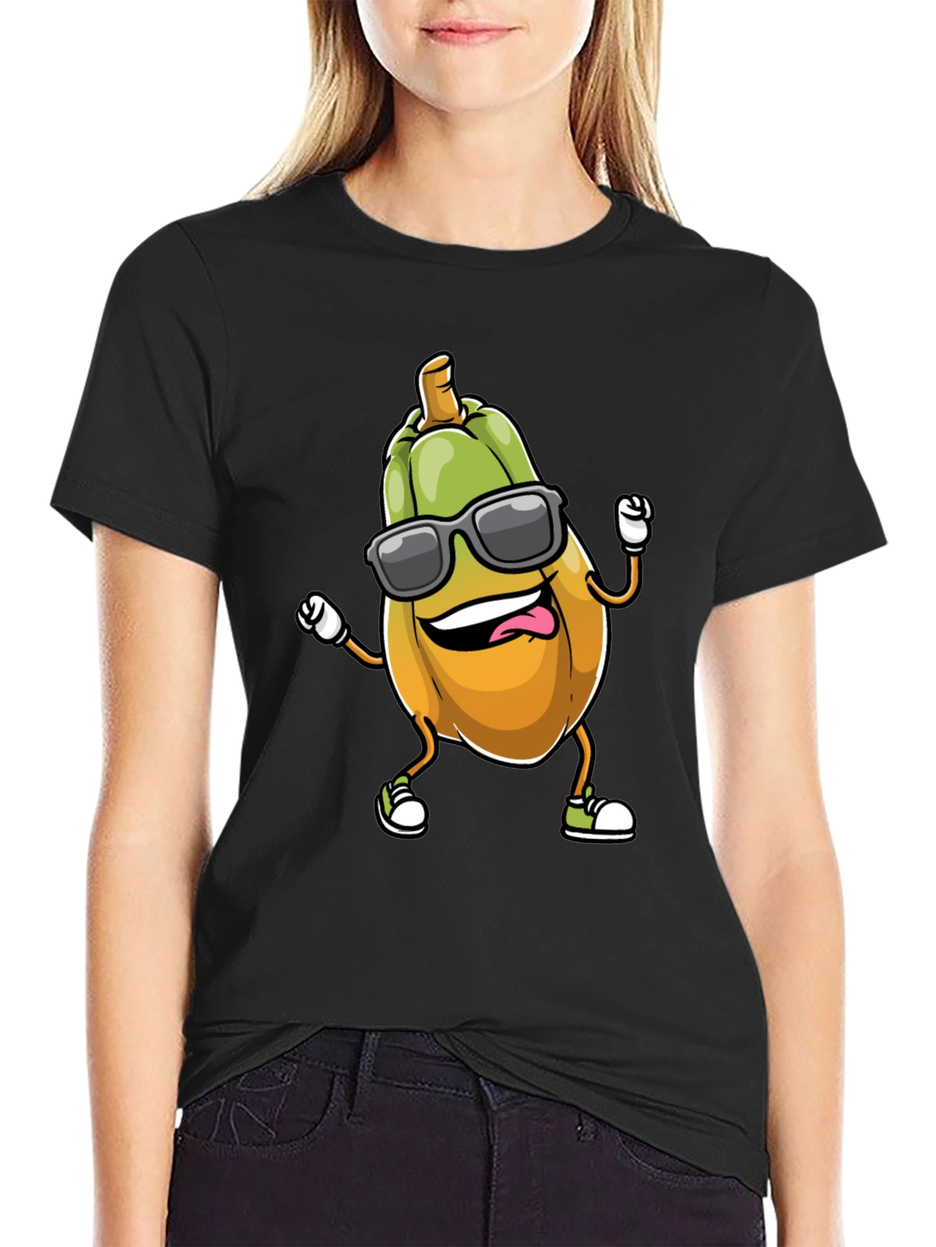 Cool Squash Cartoon Black T-Shirt