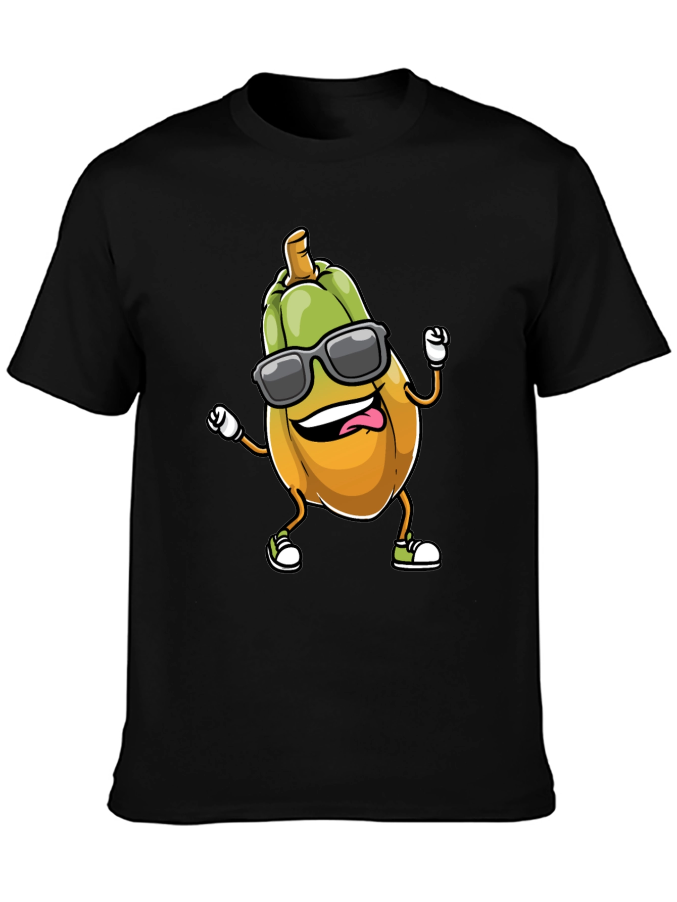 Cool Squash Cartoon Black T-Shirt