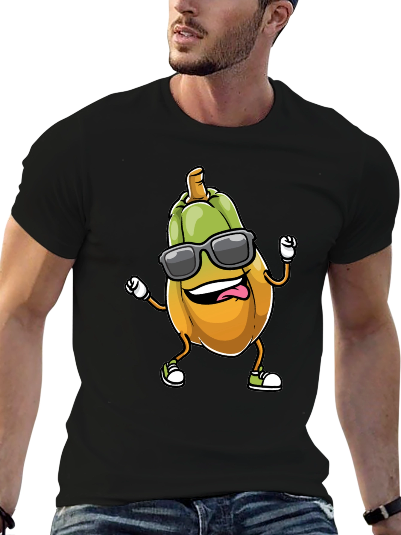 Cool Squash Cartoon Black T-Shirt