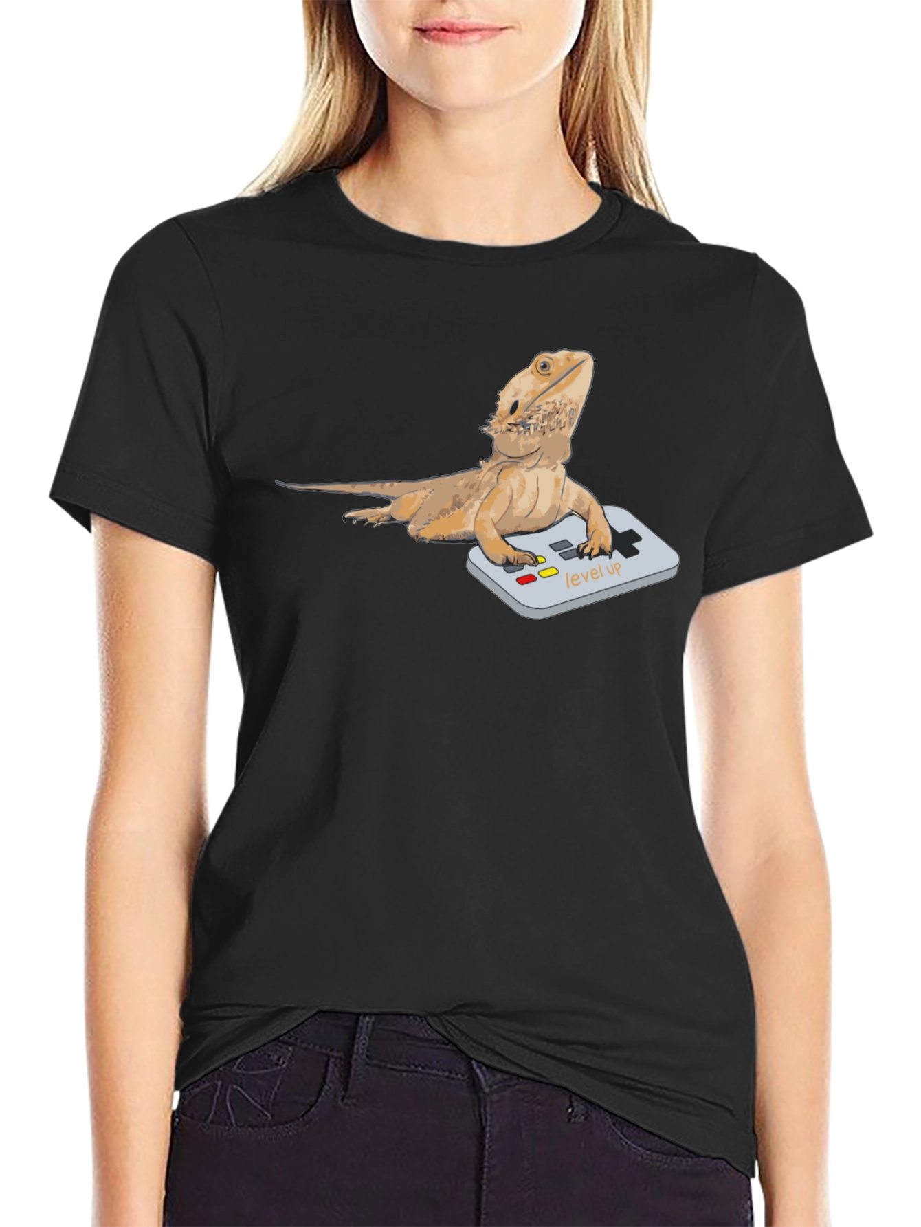 Bearded Dragon Gamer T-Shirt - Level Up Lizard Tee
