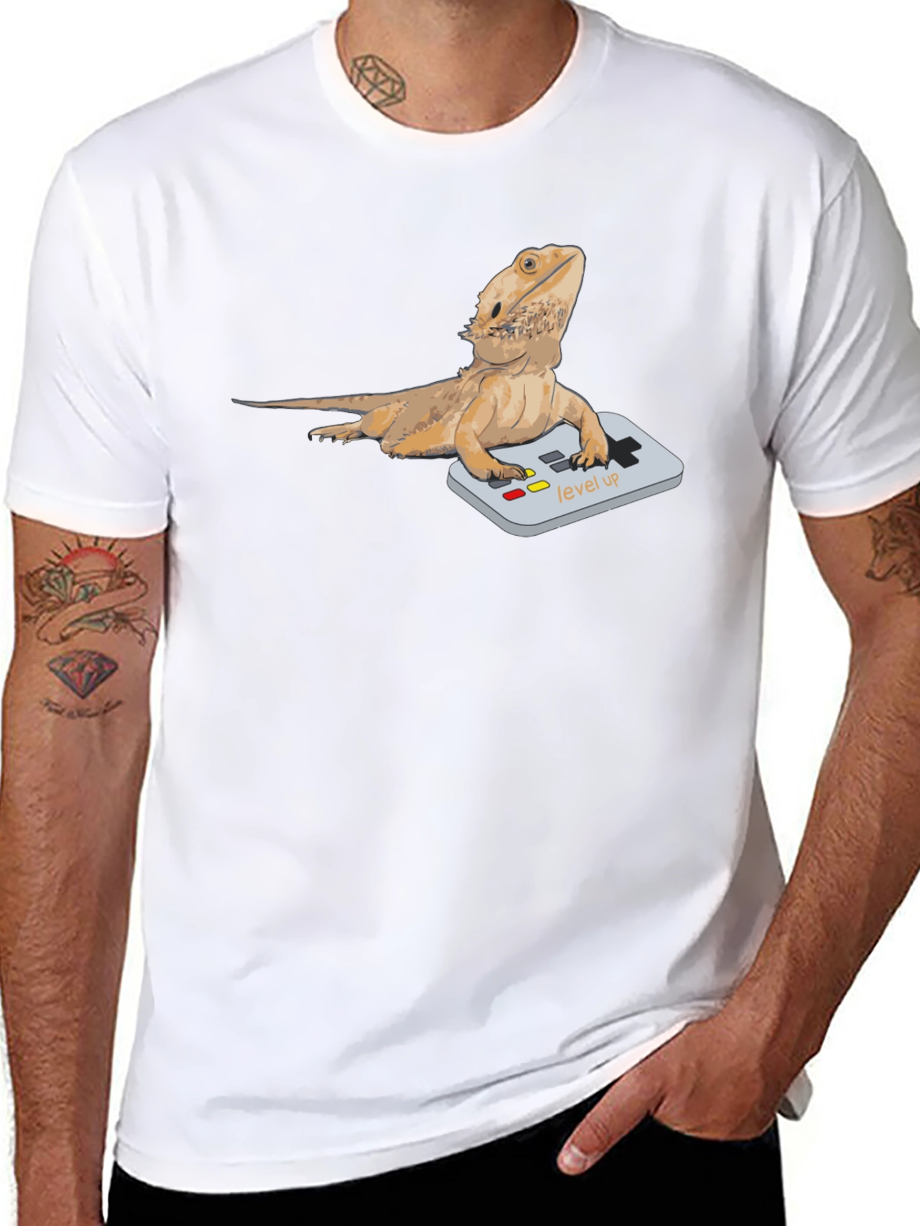 Bearded Dragon Gamer T-Shirt - Level Up Lizard Tee