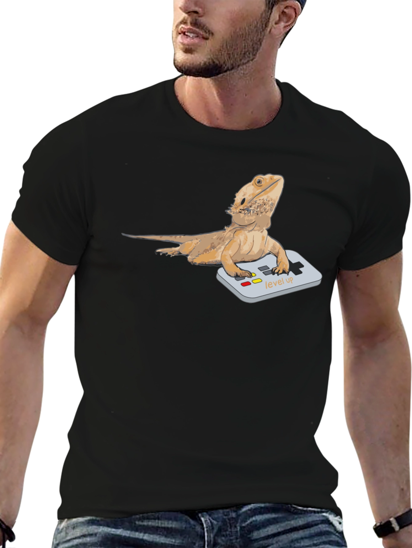 Bearded Dragon Gamer T-Shirt - Level Up Lizard Tee