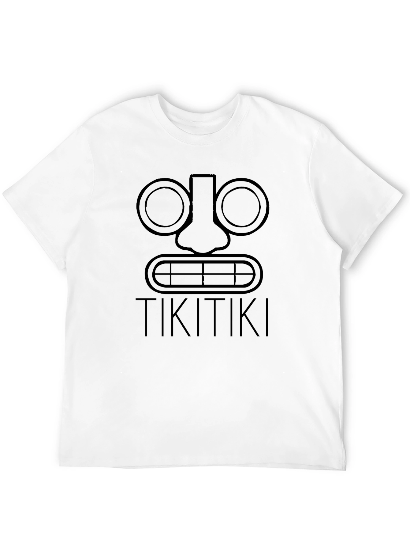 Tiki Mask Graphic Tee - Black Cotton Casual T-Shirt