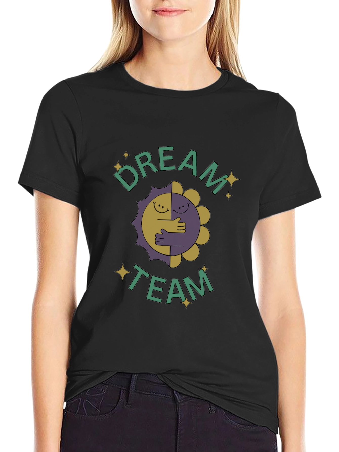 Dream Team Graphic Tee - Black Crew Neck T-Shirt