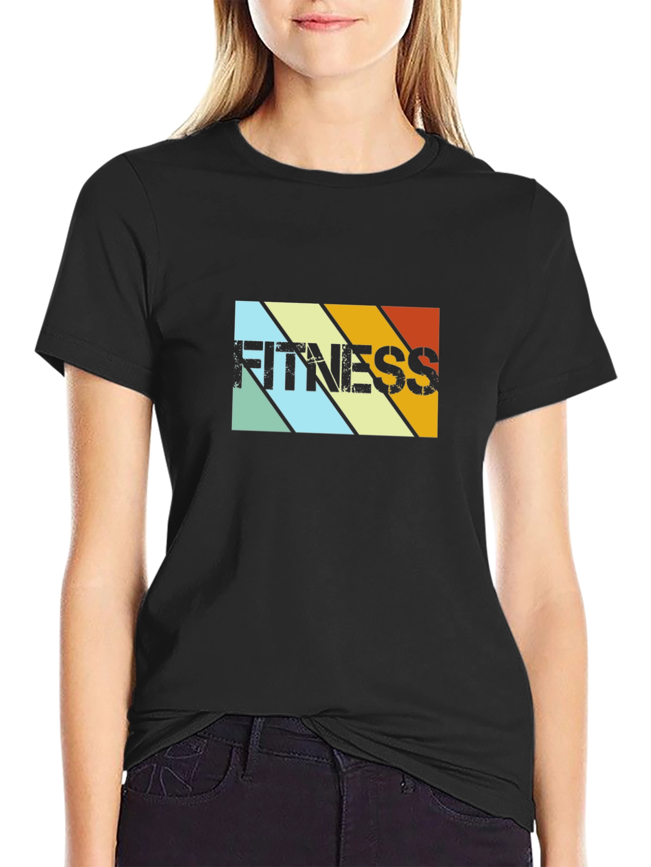 Retro Fitness Graphic T-Shirt - Black