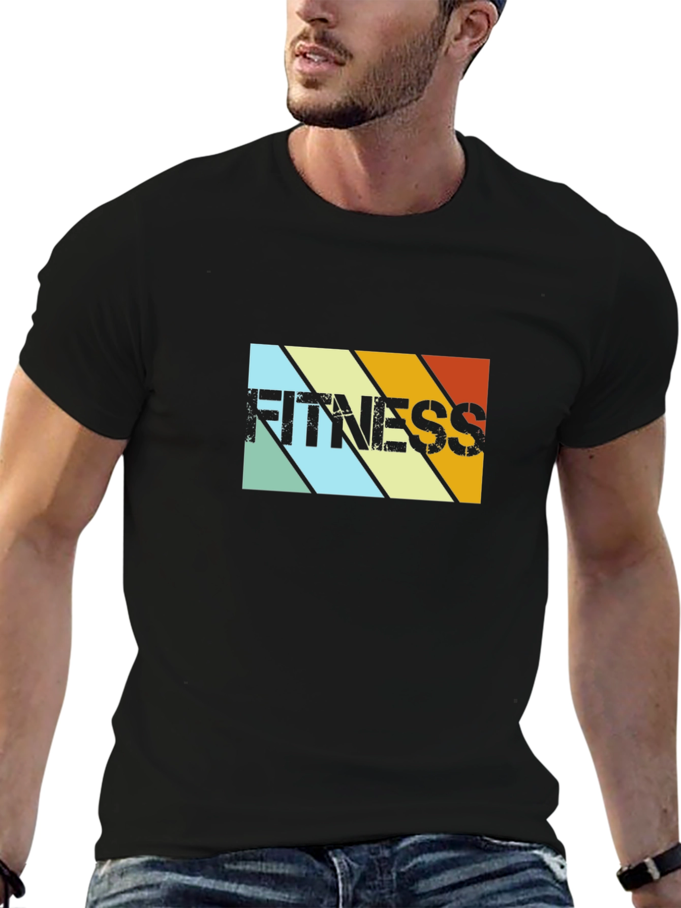 Retro Fitness Graphic T-Shirt - Black
