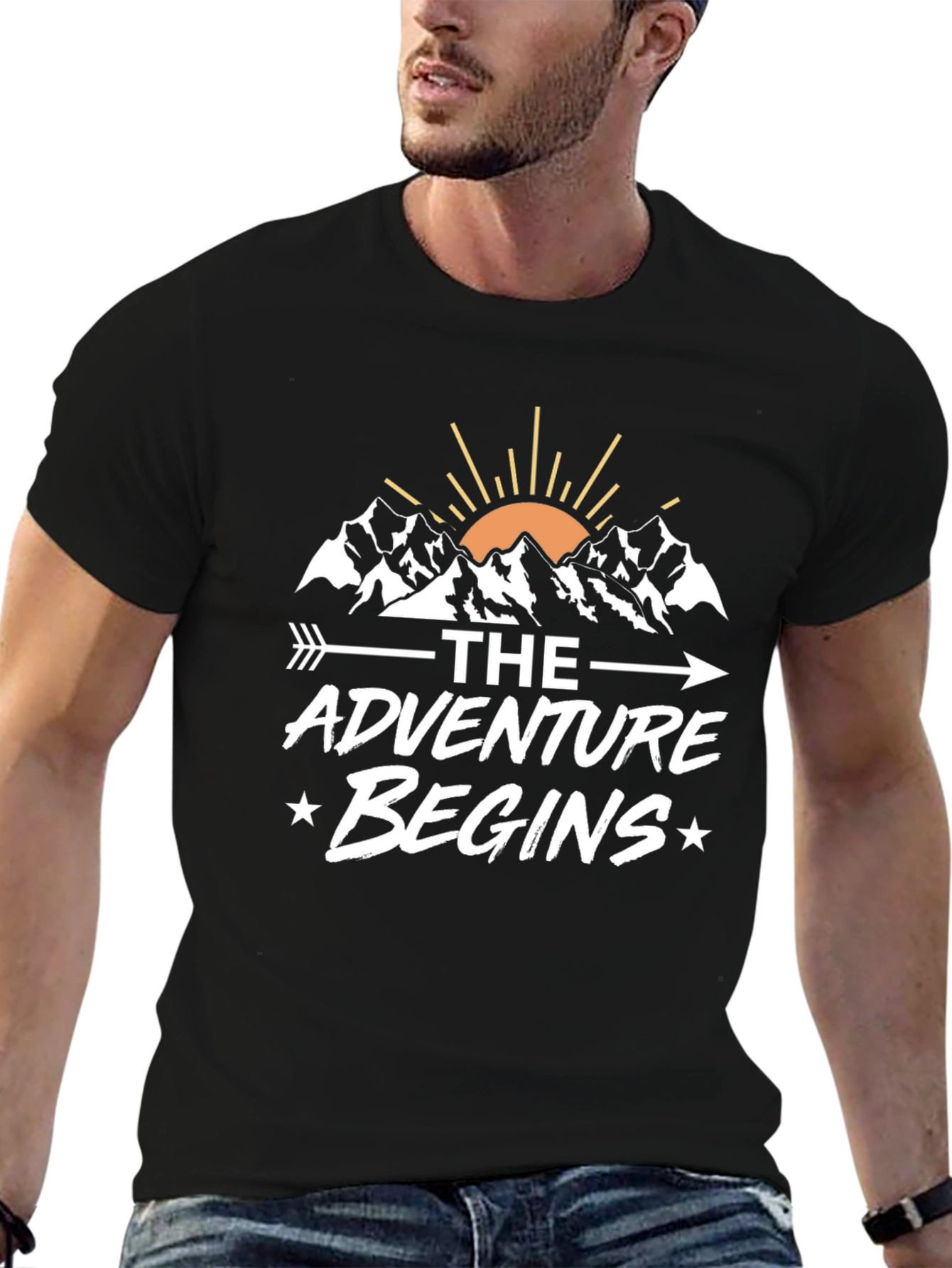 Adventure Begins Graphic Tee - Mountain Design