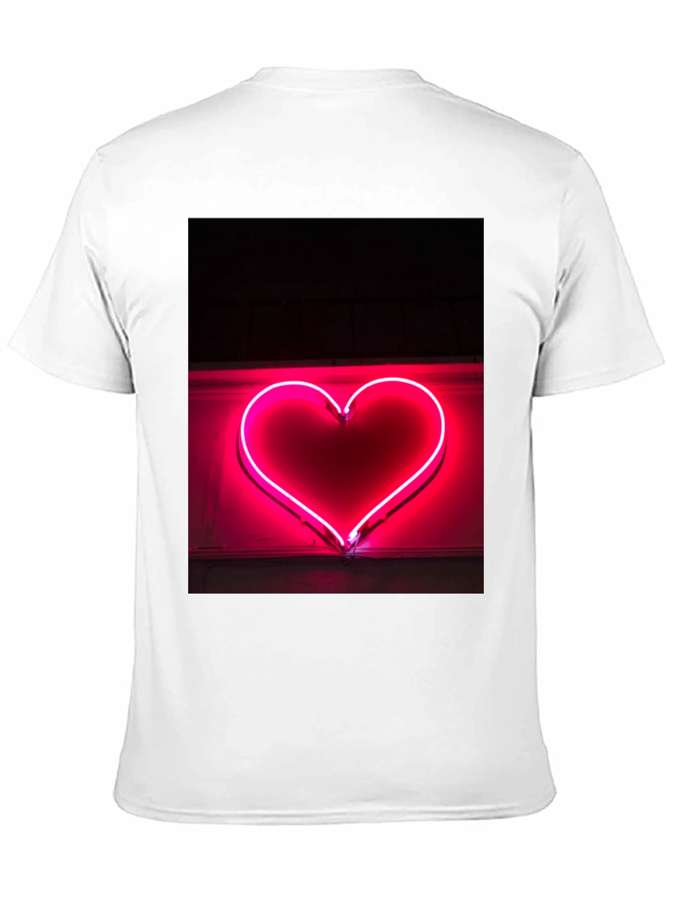 Neon Heart Graphic Tee - Black Cotton T-Shirt